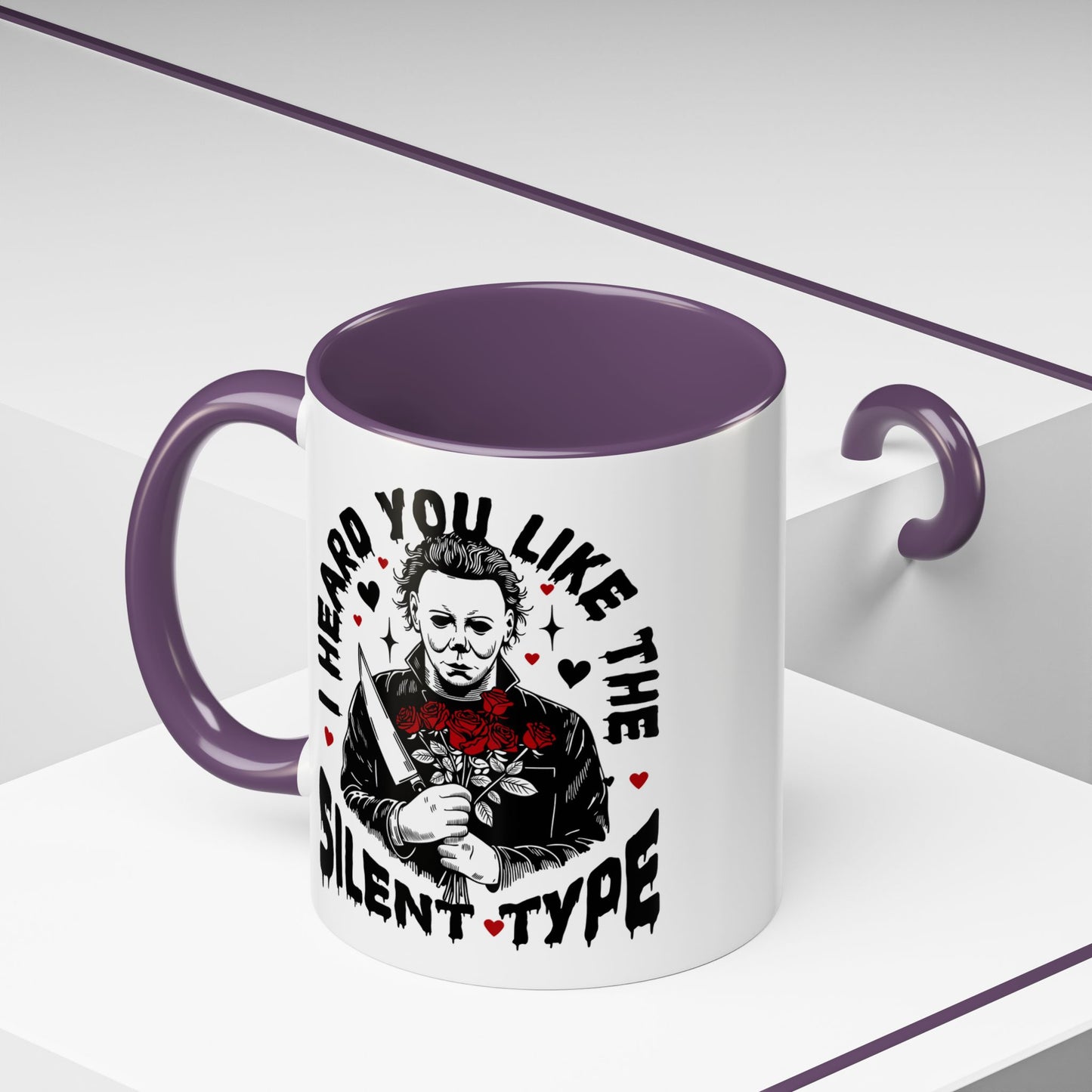 Accent Coffee Mug — "I Heard You Like the Silent Type" Horror Movie Michael Myers Design