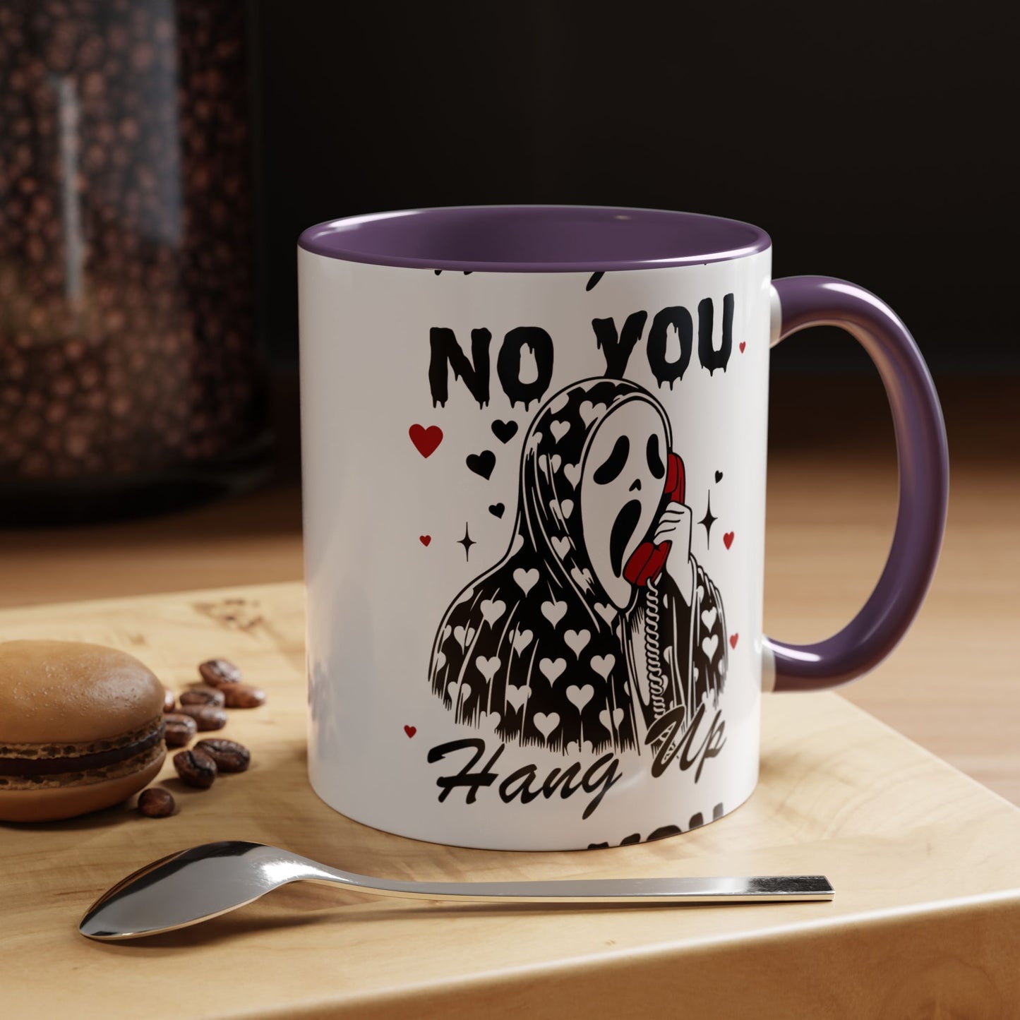 Coffee Mug — "No You Hang Up" Scream Mask Gothic Heart Accent Mug (11/15oz)