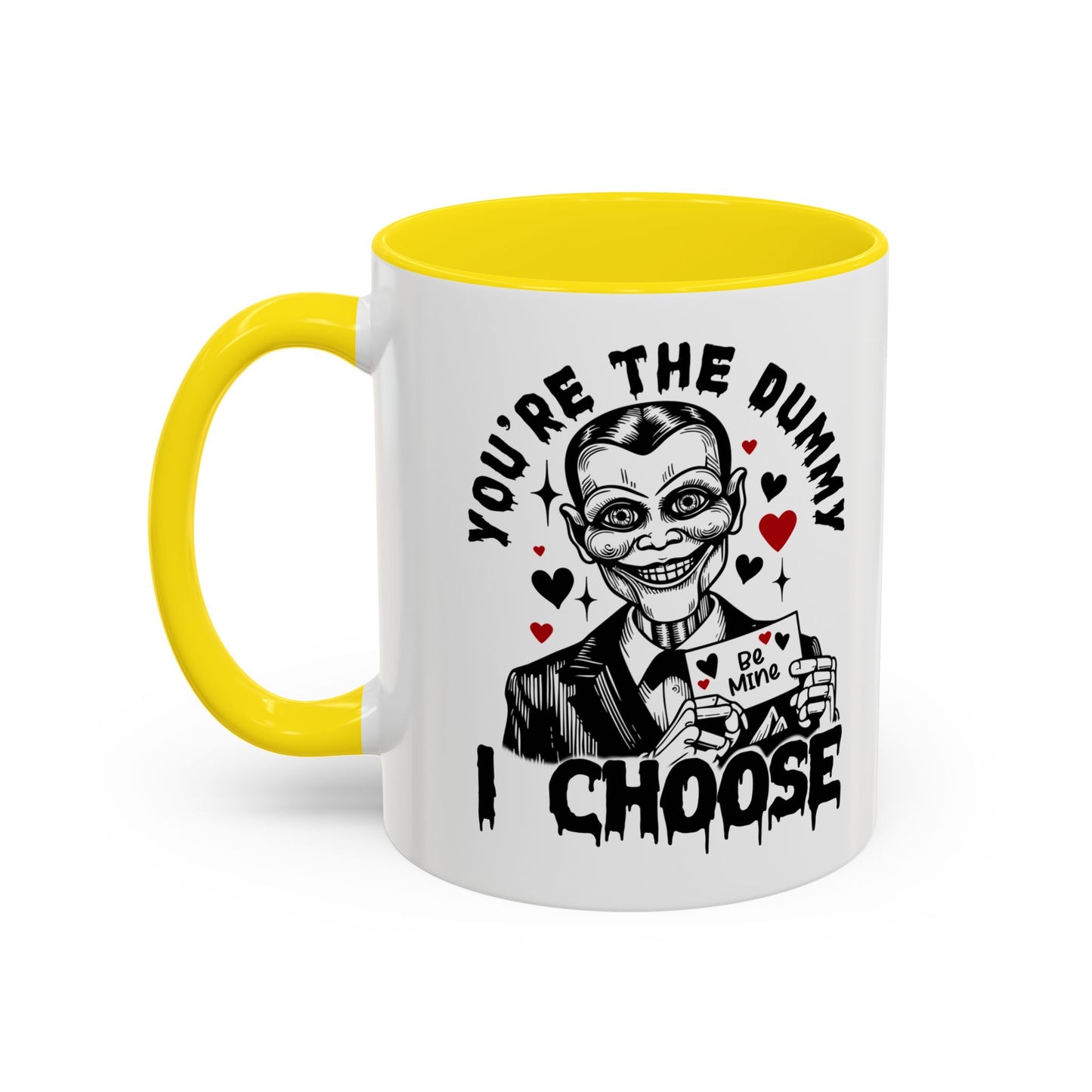 Valentine Ventriloquist Doll Coffee Mug — "You're the Dummy I Choose" Accent Mug