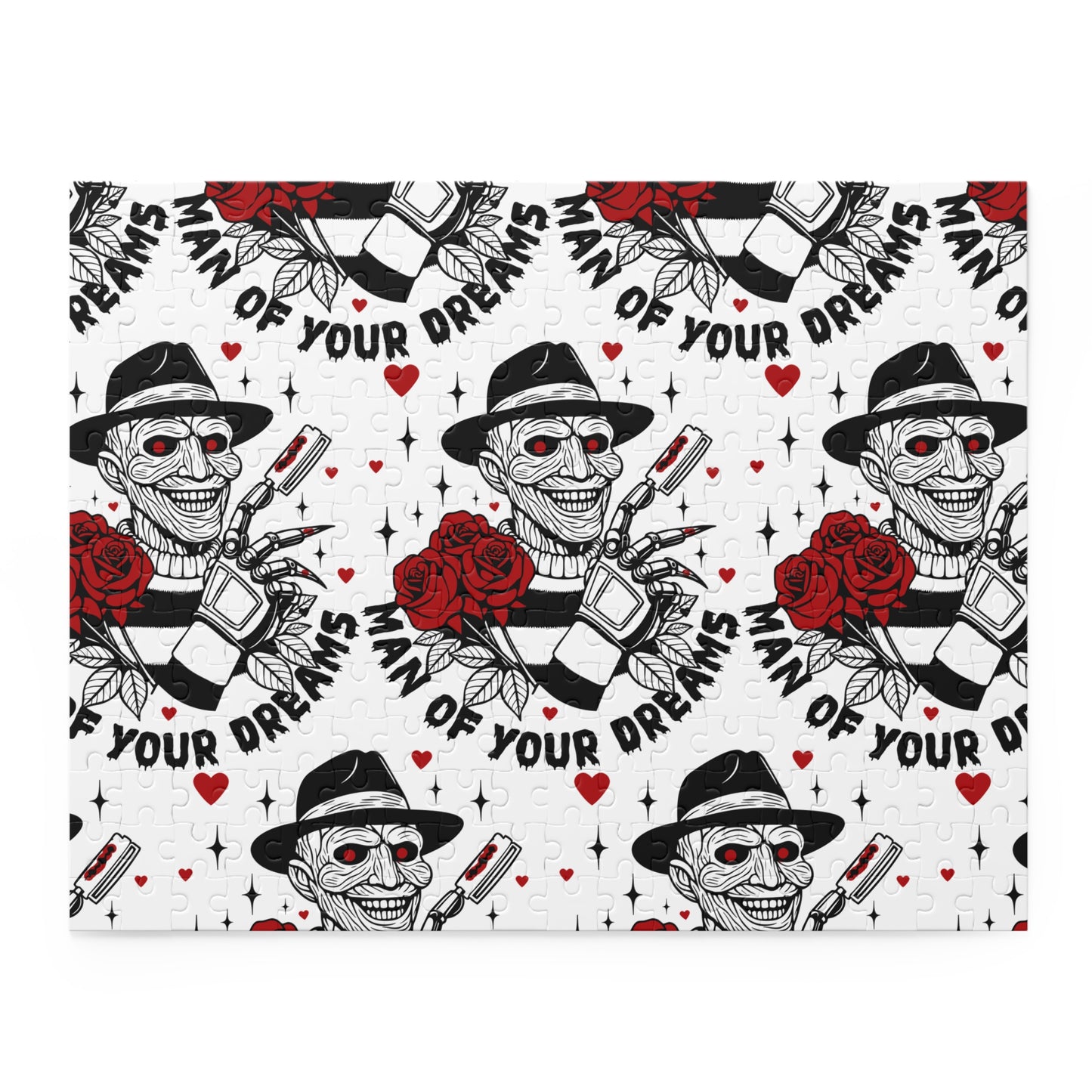 Horror-themed Jigsaw Puzzle — “Man of Your Dreams” Skull & Rose Pattern (120/252/500 pcs)