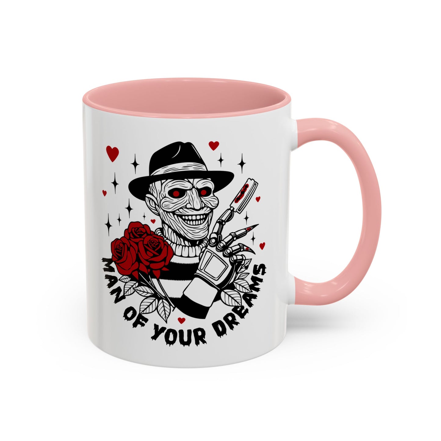 Man of Your Dreams Accent Coffee Mug — Horror Freddy-Inspired Skull with Rose (11/15oz)