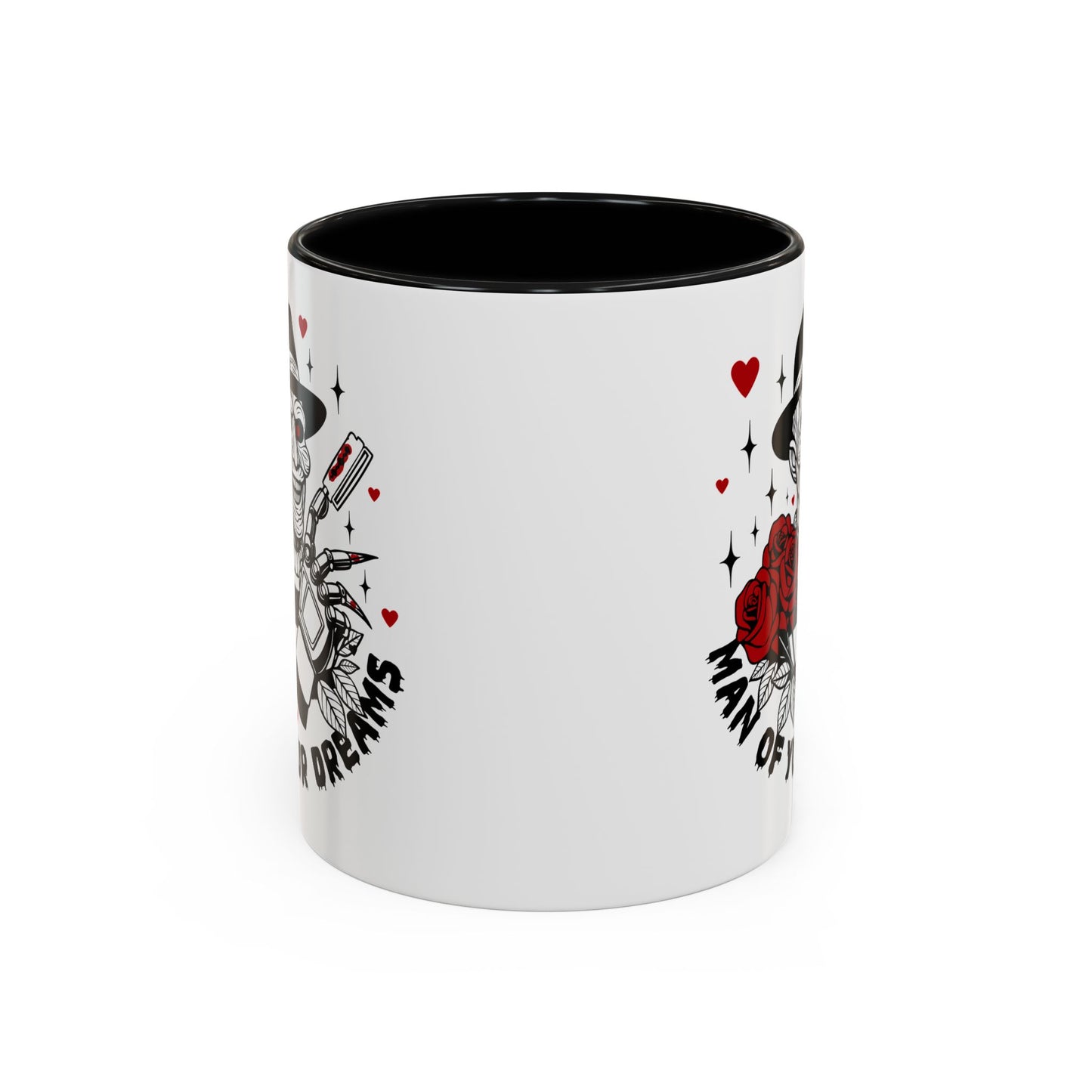 Man of Your Dreams Accent Coffee Mug — Horror Freddy-Inspired Skull with Rose (11/15oz)
