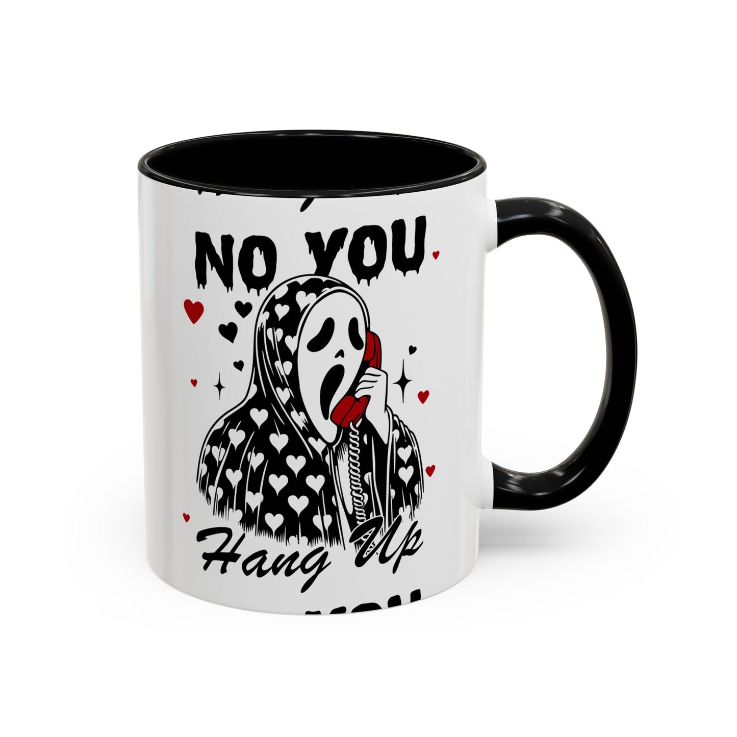Coffee Mug — "No You Hang Up" Scream Mask Gothic Heart Accent Mug (11/15oz)