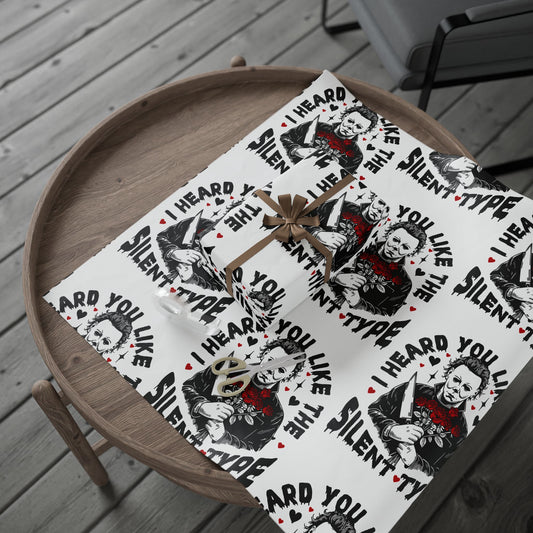 Horror Movie Wrapping Paper — “I Heard You Like the Silent Type” Pattern