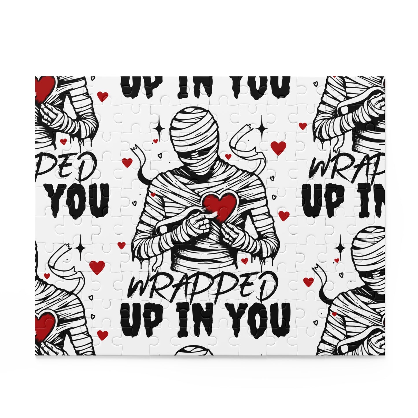 Wrapped Up In You Valentine Puzzle — Romantic Mummy Holding Heart 120/252/500-Piece