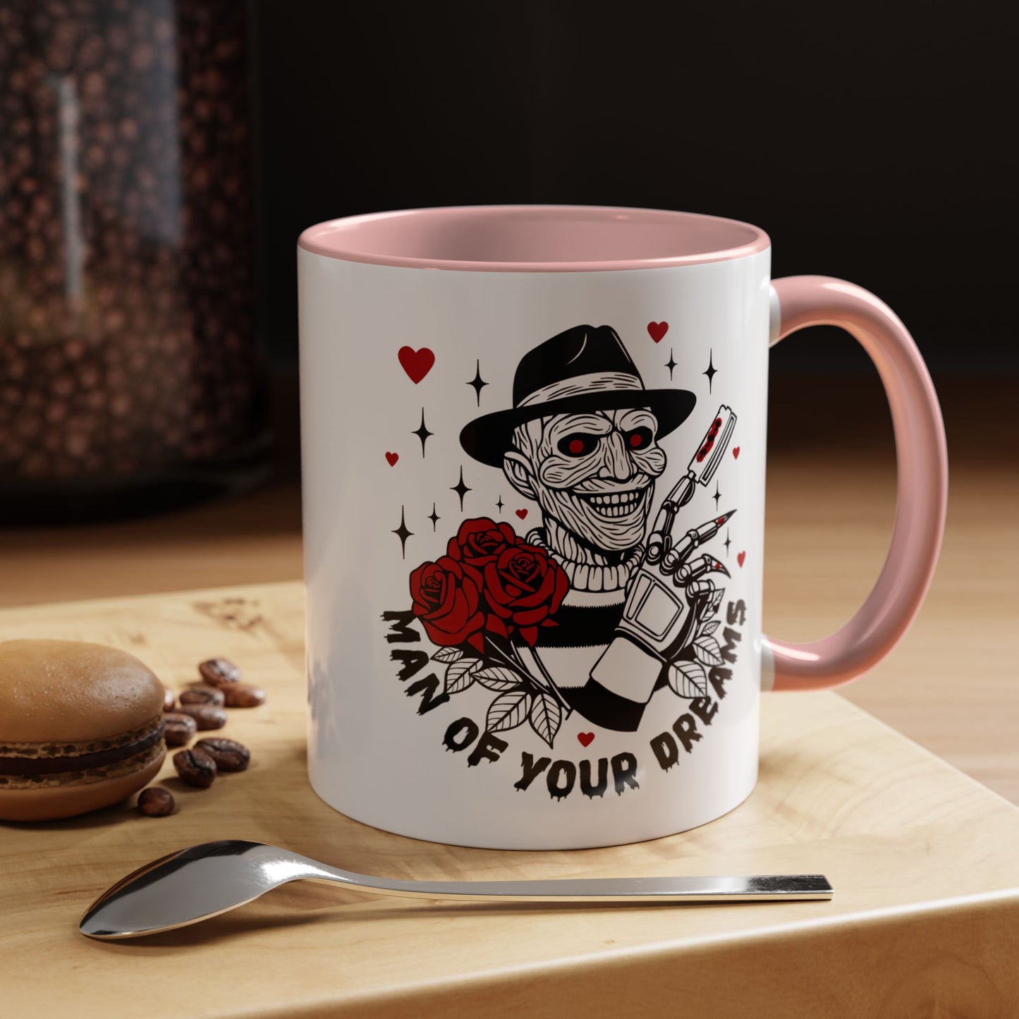 Man of Your Dreams Accent Coffee Mug — Horror Freddy-Inspired Skull with Rose (11/15oz)