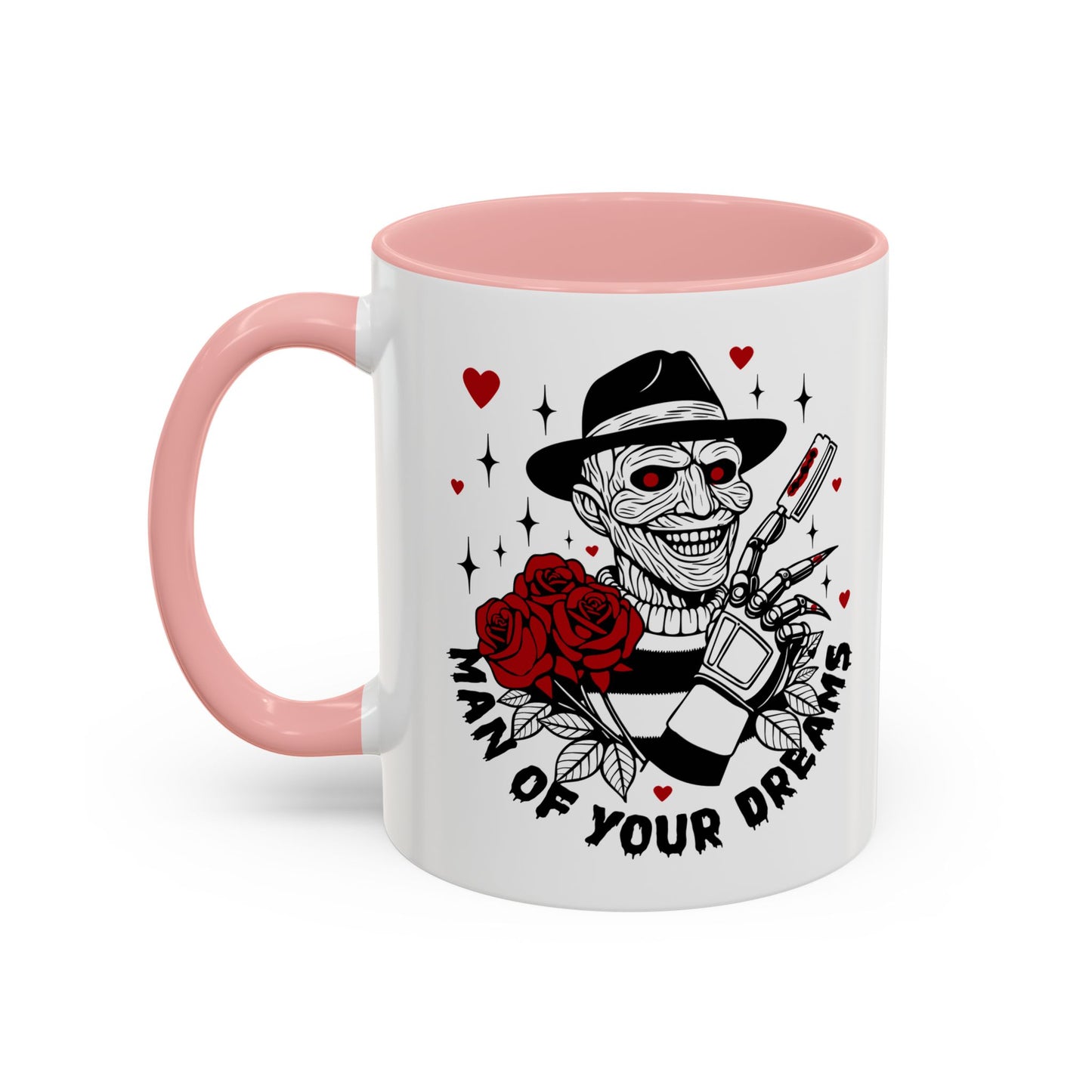 Man of Your Dreams Accent Coffee Mug — Horror Freddy-Inspired Skull with Rose (11/15oz)