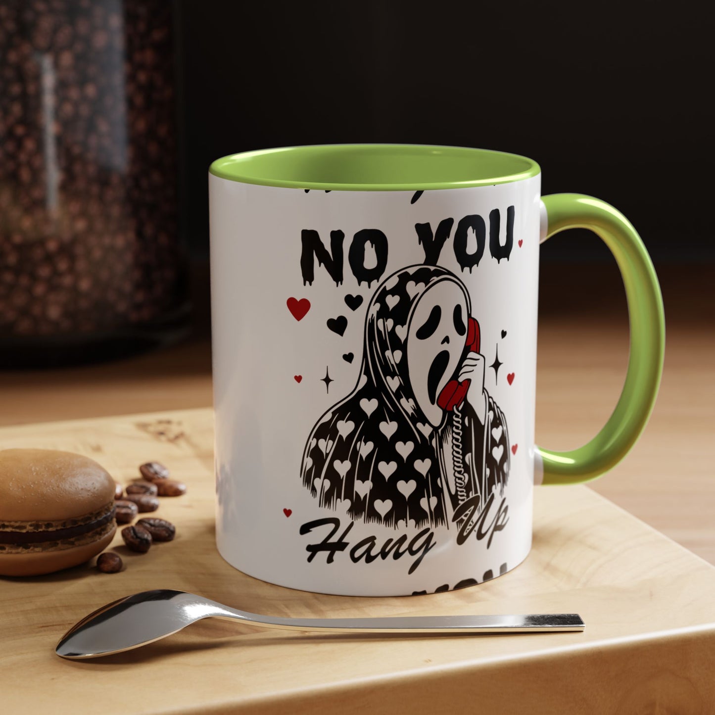 Coffee Mug — "No You Hang Up" Scream Mask Gothic Heart Accent Mug (11/15oz)