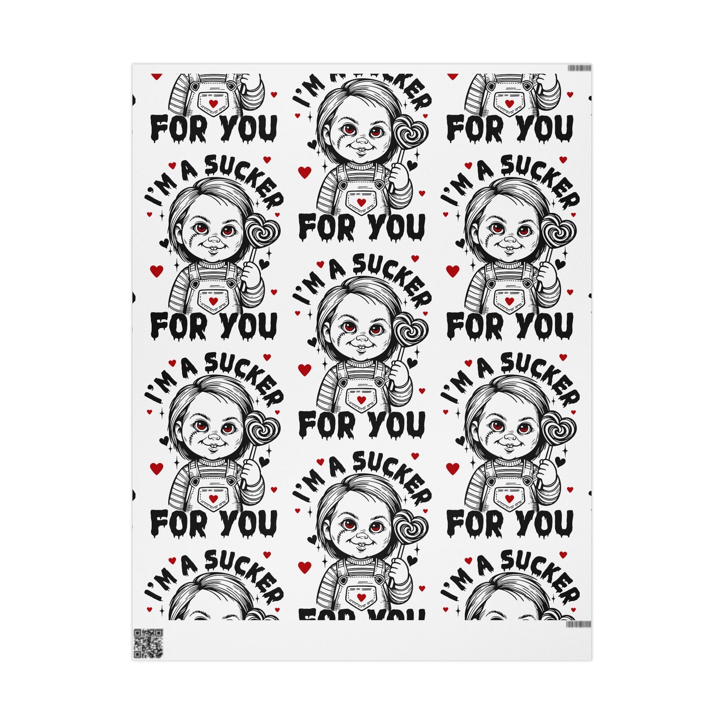 Valentine’s ‘I’m A Sucker For You’ Wrapping Paper — Cute Vampire Love Gift Wrap