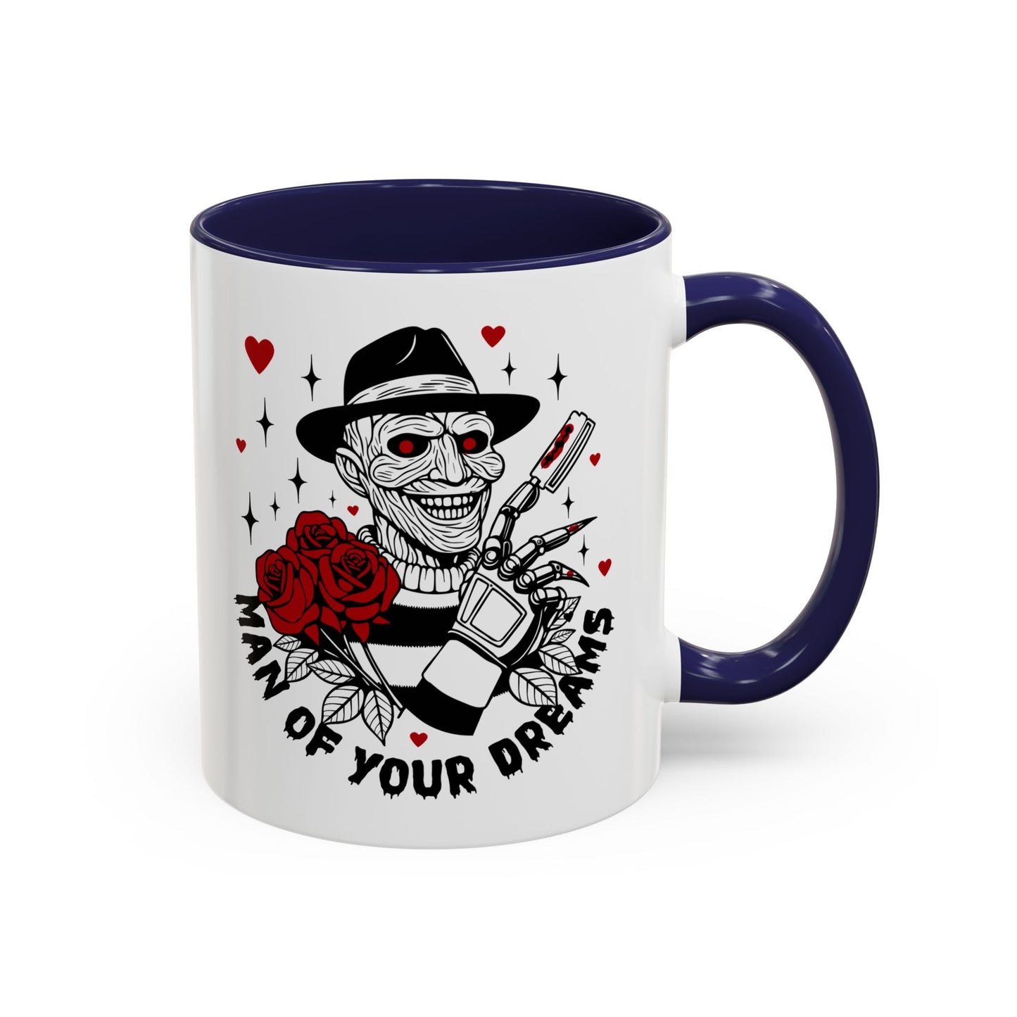 Man of Your Dreams Accent Coffee Mug — Horror Freddy-Inspired Skull with Rose (11/15oz)