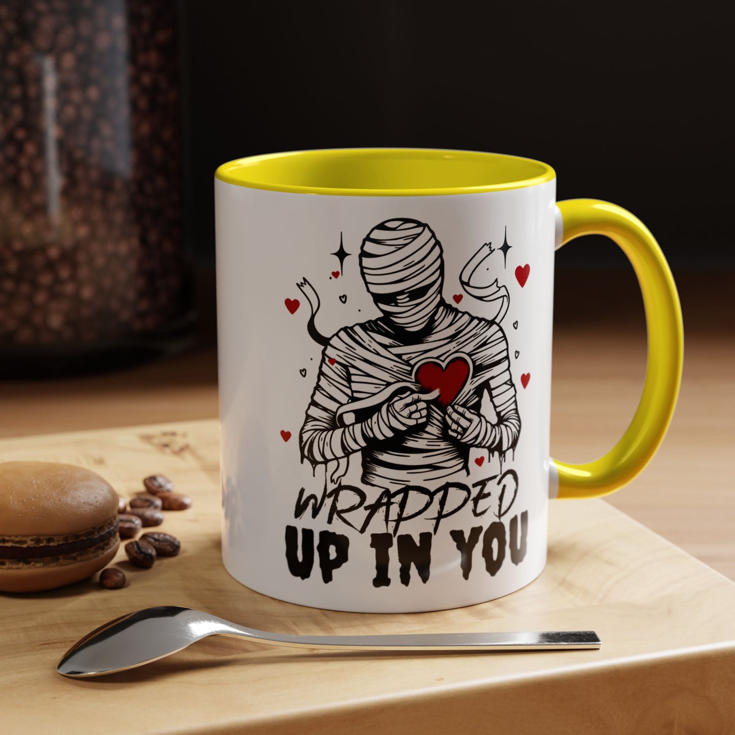 Wrapped Up In You Coffee Mug — Romantic Mummy Heart Accent Mug (11/15oz)