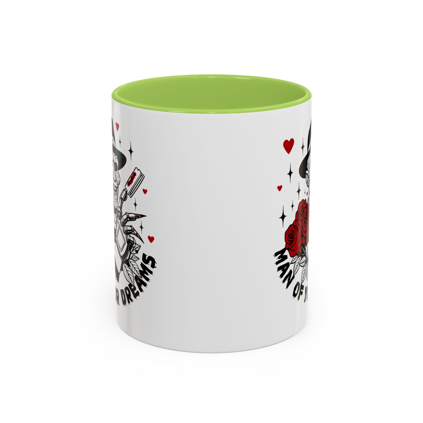 Man of Your Dreams Accent Coffee Mug — Horror Freddy-Inspired Skull with Rose (11/15oz)