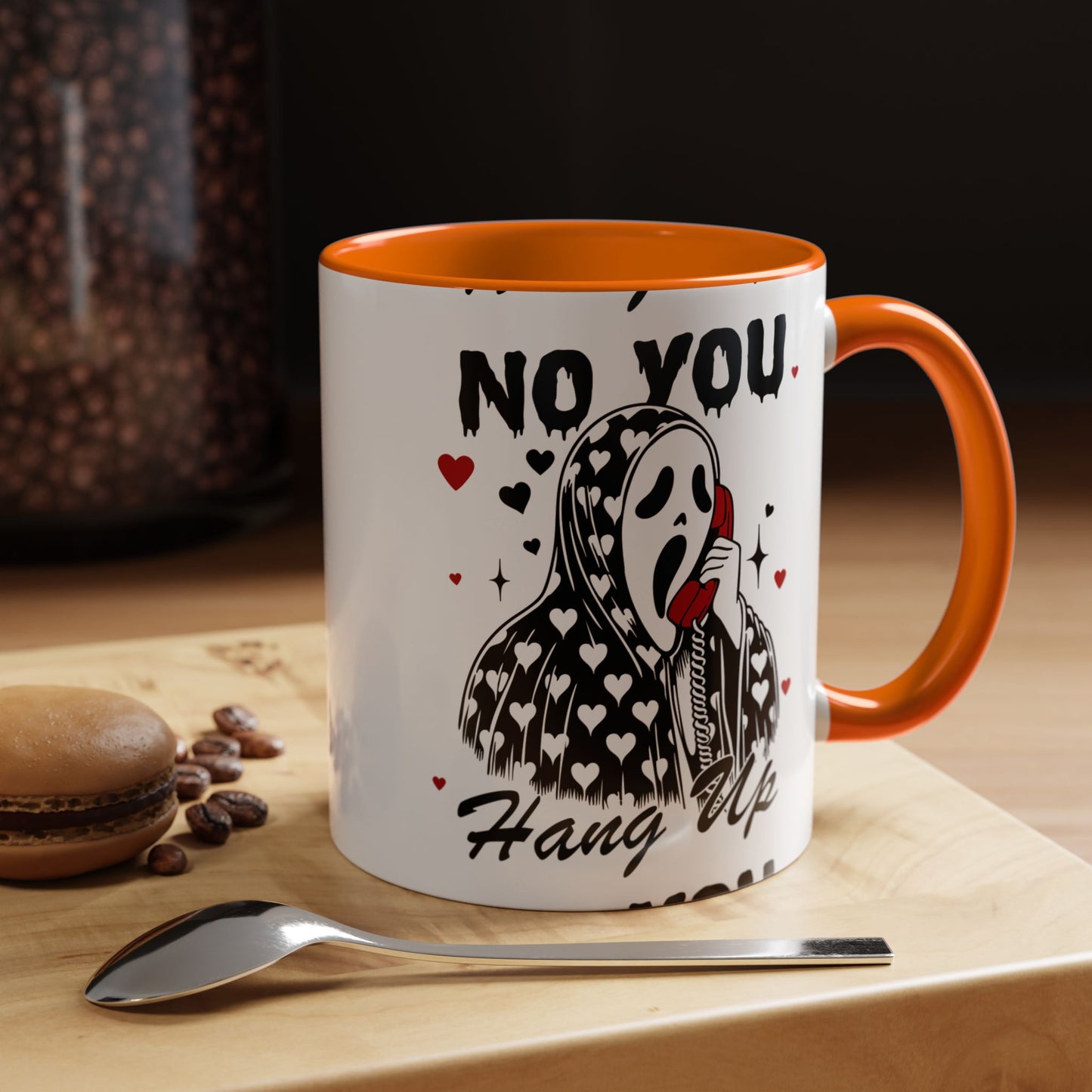 Coffee Mug — "No You Hang Up" Scream Mask Gothic Heart Accent Mug (11/15oz)