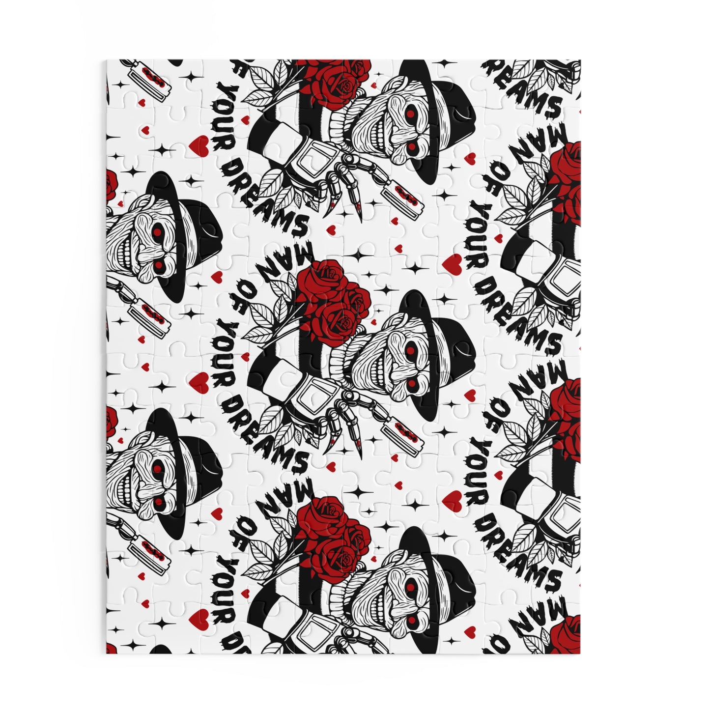 Horror-themed Jigsaw Puzzle — “Man of Your Dreams” Skull & Rose Pattern (120/252/500 pcs)