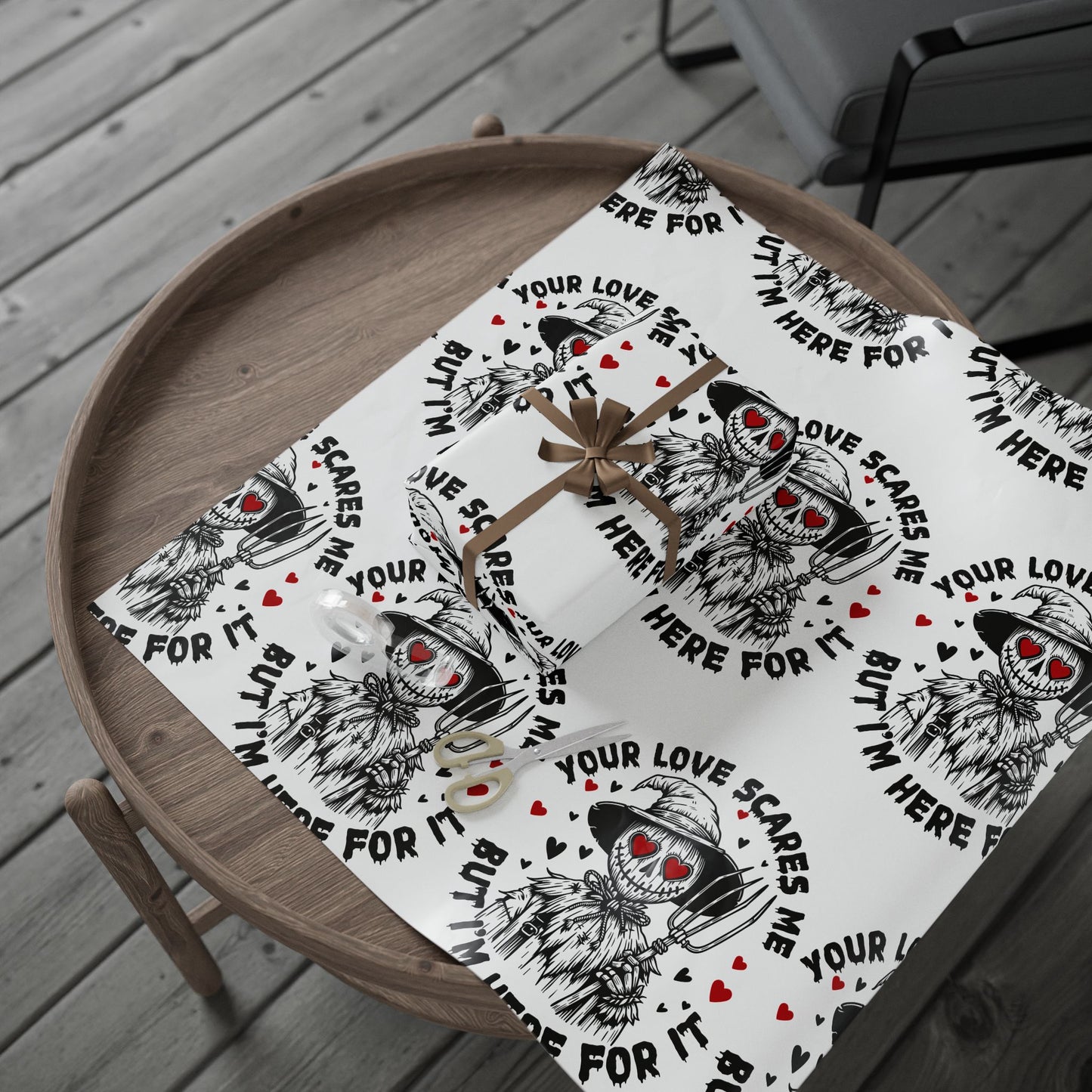 Spooky Love Wrapping Paper - 'Your Love Scares Me But I'm Here For It' Valentine's Gift Wrap