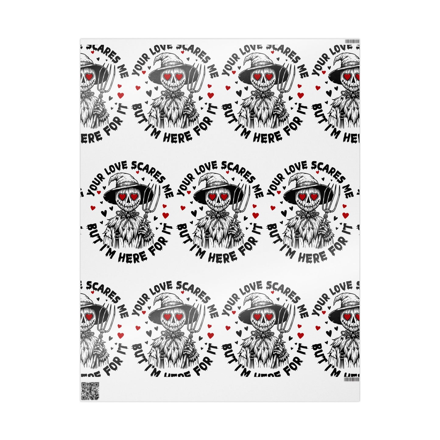 Spooky Love Wrapping Paper - 'Your Love Scares Me But I'm Here For It' Valentine's Gift Wrap