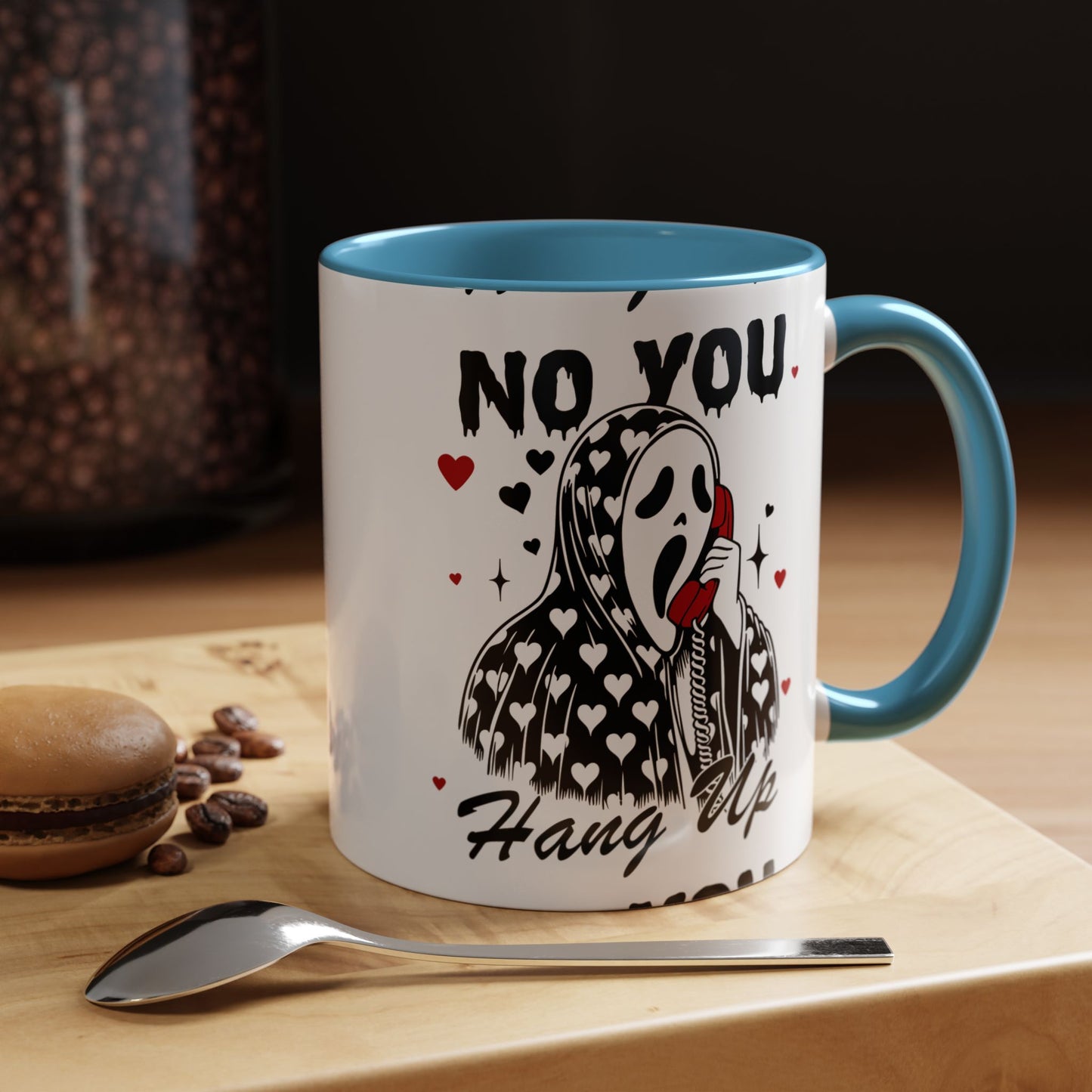 Coffee Mug — "No You Hang Up" Scream Mask Gothic Heart Accent Mug (11/15oz)