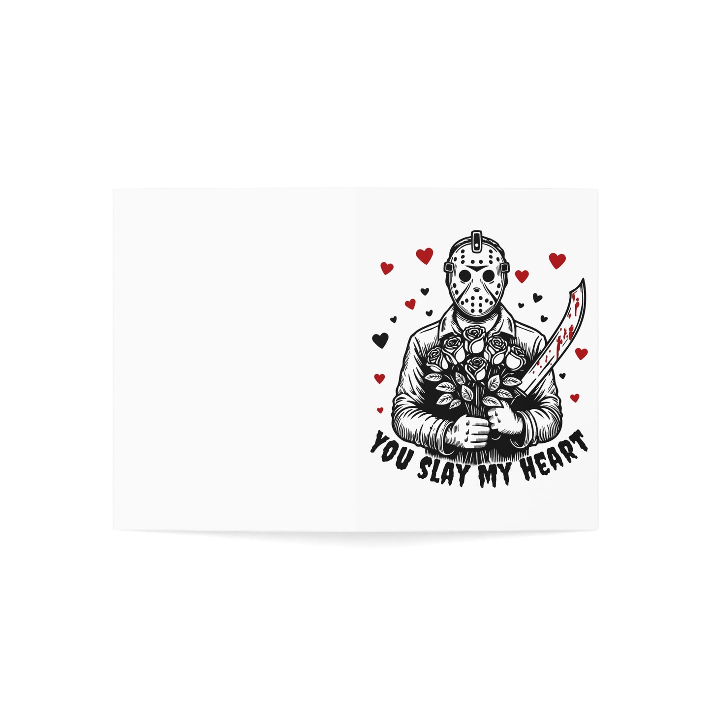Greeting Card — “You Slay My Heart” Horror Valentine Card (Jason-Inspired, Funny Romantic Anniversary & Valentine’s Day Card)