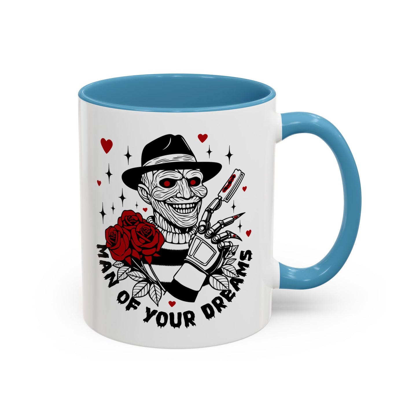 Man of Your Dreams Accent Coffee Mug — Horror Freddy-Inspired Skull with Rose (11/15oz)