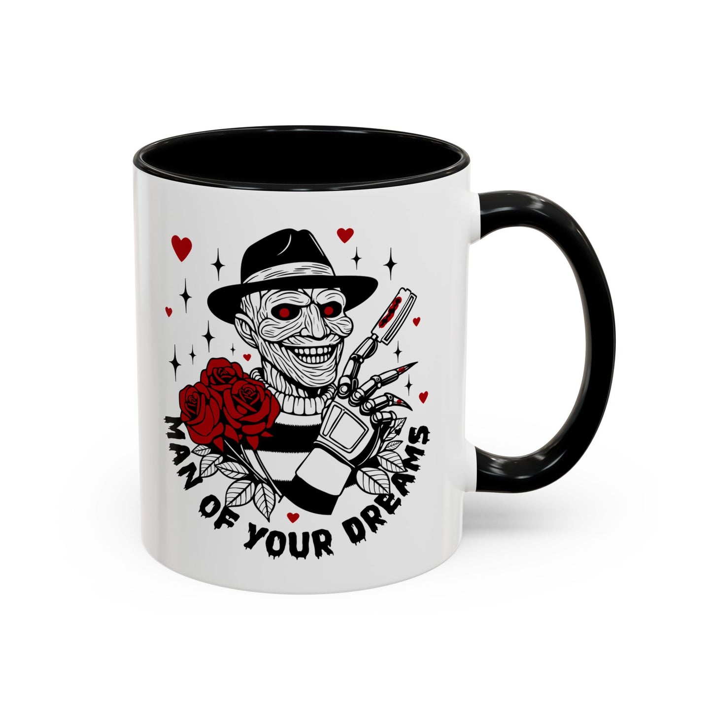 Man of Your Dreams Accent Coffee Mug — Horror Freddy-Inspired Skull with Rose (11/15oz)