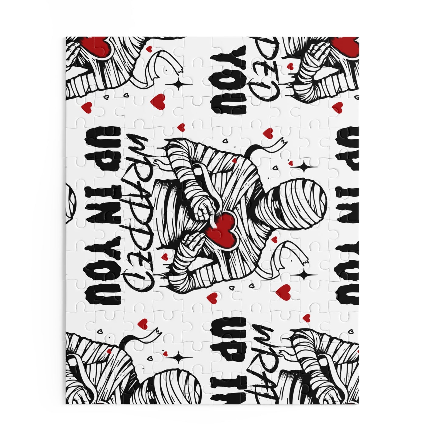 Wrapped Up In You Valentine Puzzle — Romantic Mummy Holding Heart 120/252/500-Piece