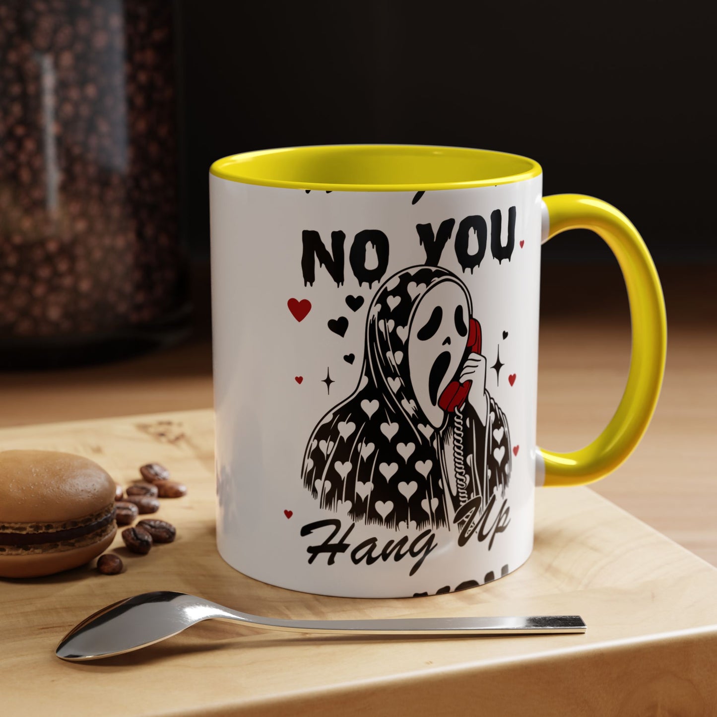 Coffee Mug — "No You Hang Up" Scream Mask Gothic Heart Accent Mug (11/15oz)