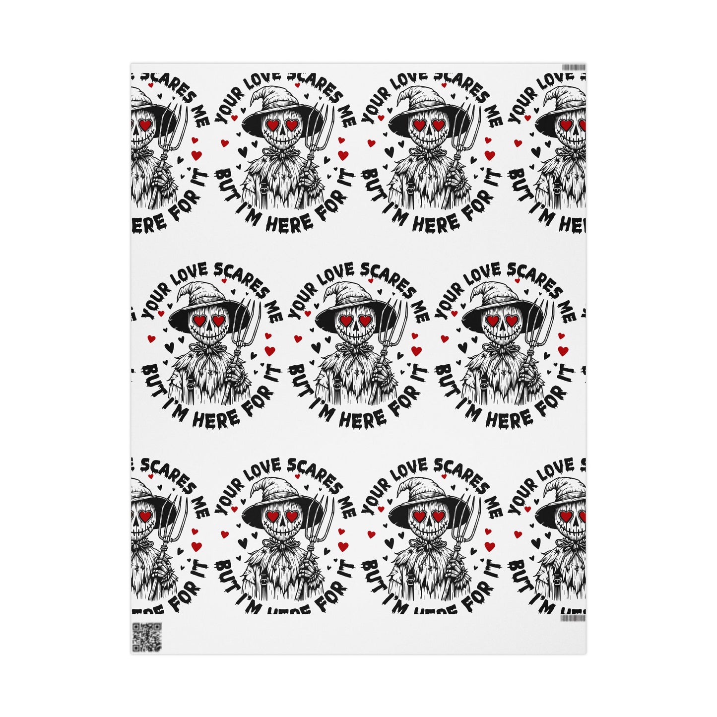 Spooky Love Wrapping Paper - 'Your Love Scares Me But I'm Here For It' Valentine's Gift Wrap
