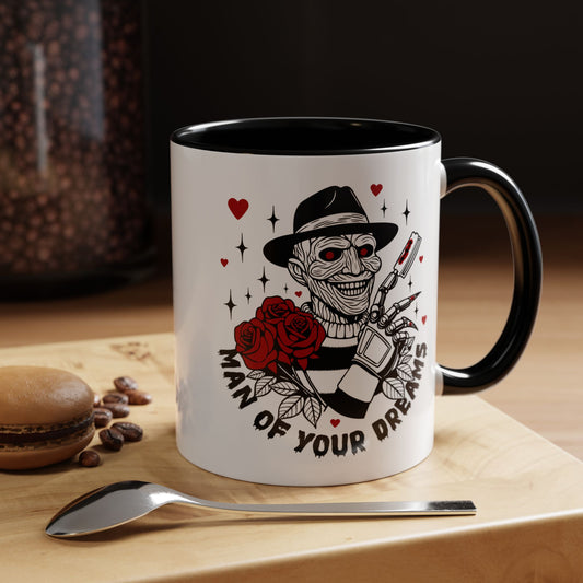 Man of Your Dreams Accent Coffee Mug — Horror Freddy-Inspired Skull with Rose (11/15oz)