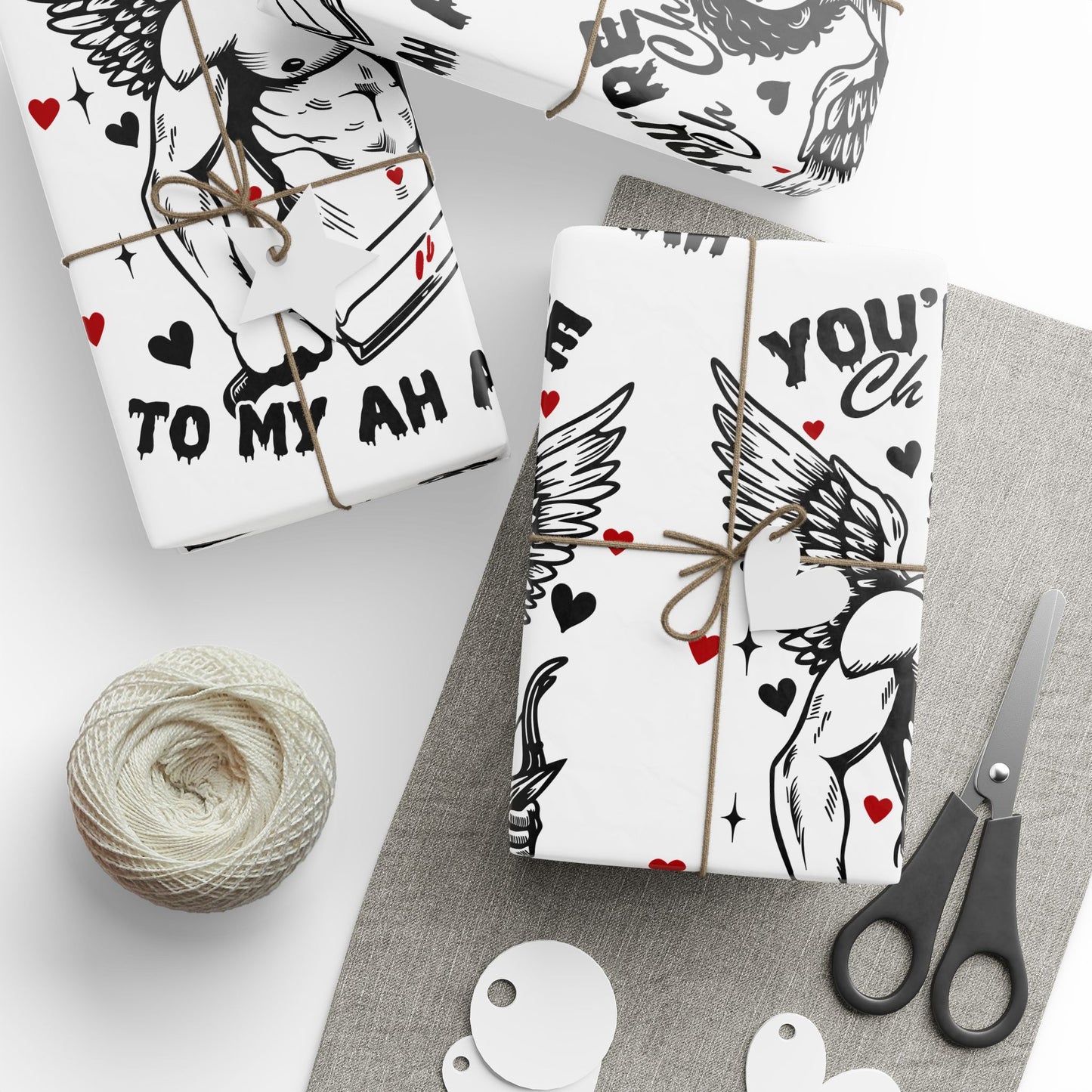 Wrapping Paper — 'You're the One' Vintage Cupid Pattern Valentine Gift Wrap