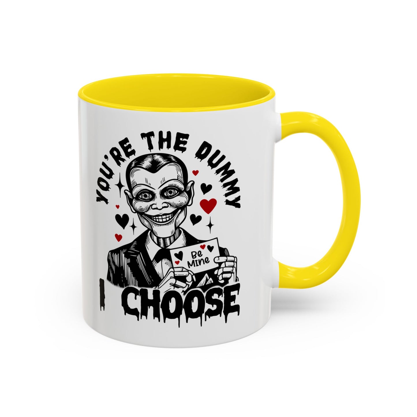 Valentine Ventriloquist Doll Coffee Mug — "You're the Dummy I Choose" Accent Mug