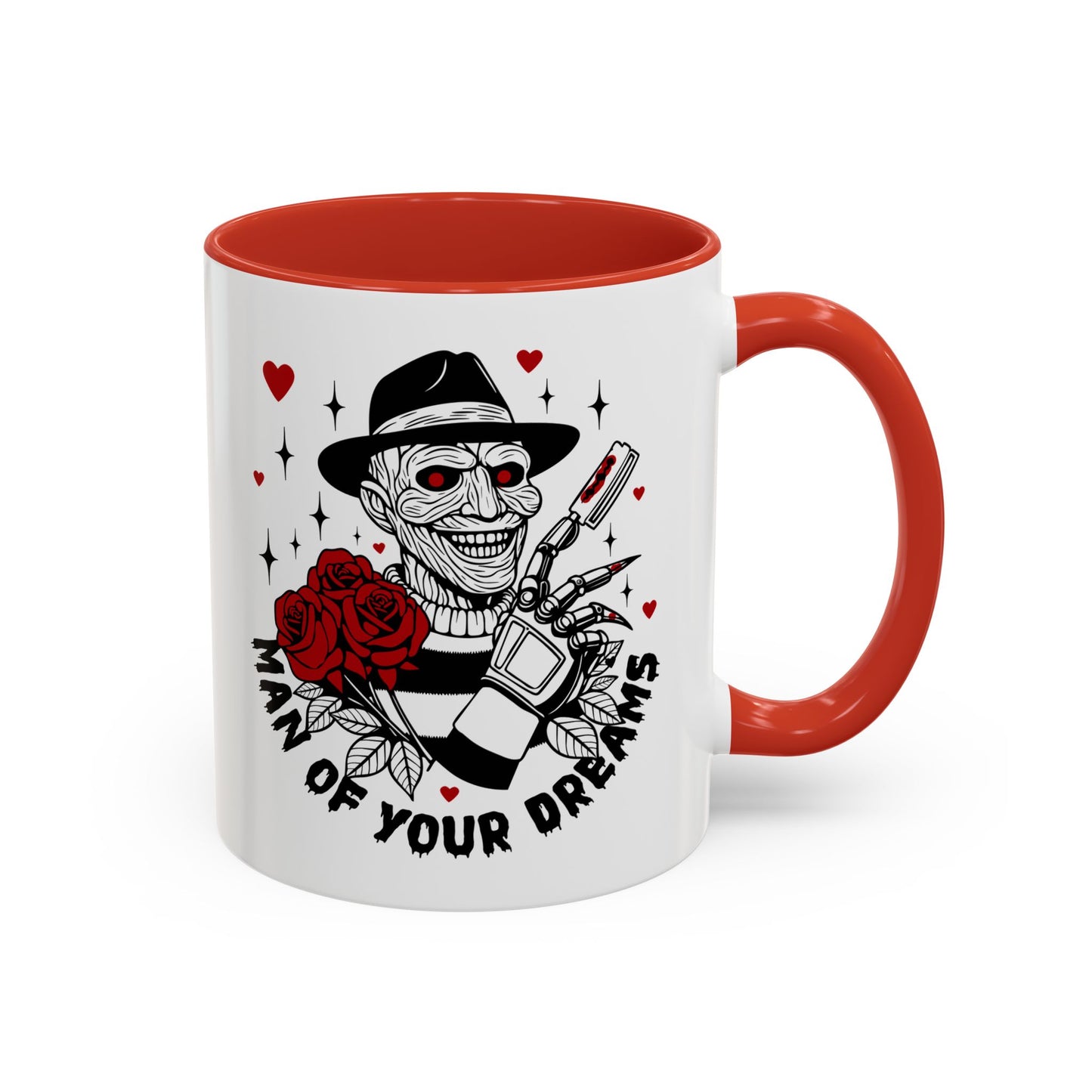 Man of Your Dreams Accent Coffee Mug — Horror Freddy-Inspired Skull with Rose (11/15oz)