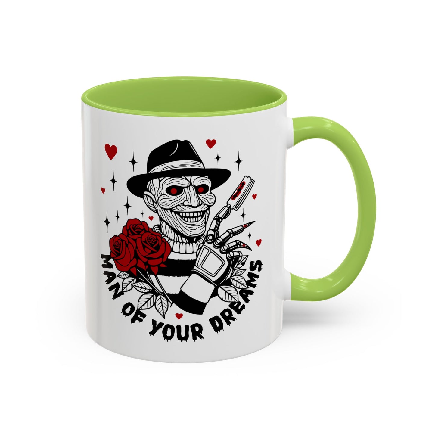 Man of Your Dreams Accent Coffee Mug — Horror Freddy-Inspired Skull with Rose (11/15oz)