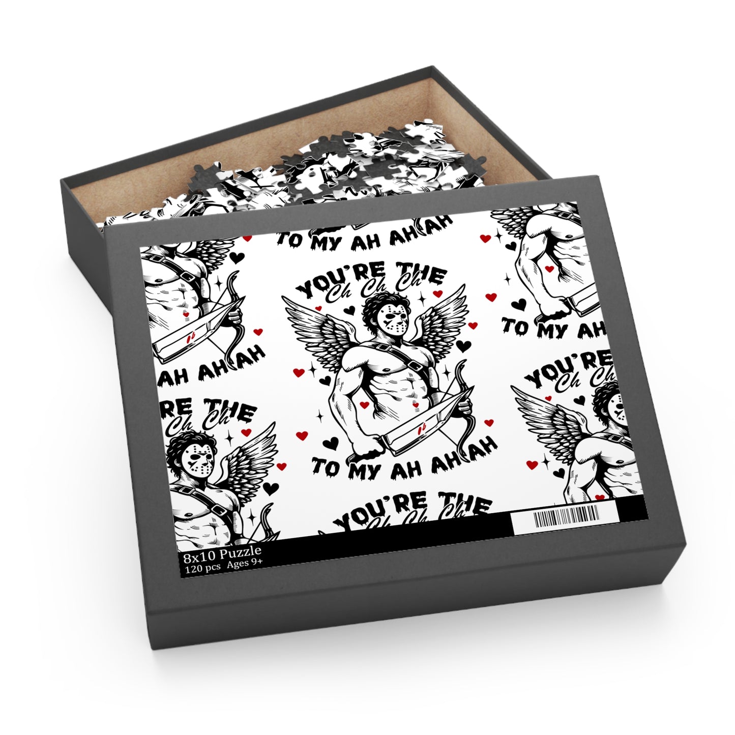 Cupid Jason Mask Pattern Puzzle — "You're the Ch Ch Ch To My Ah Ah" Horror-Valentine Jigsaw