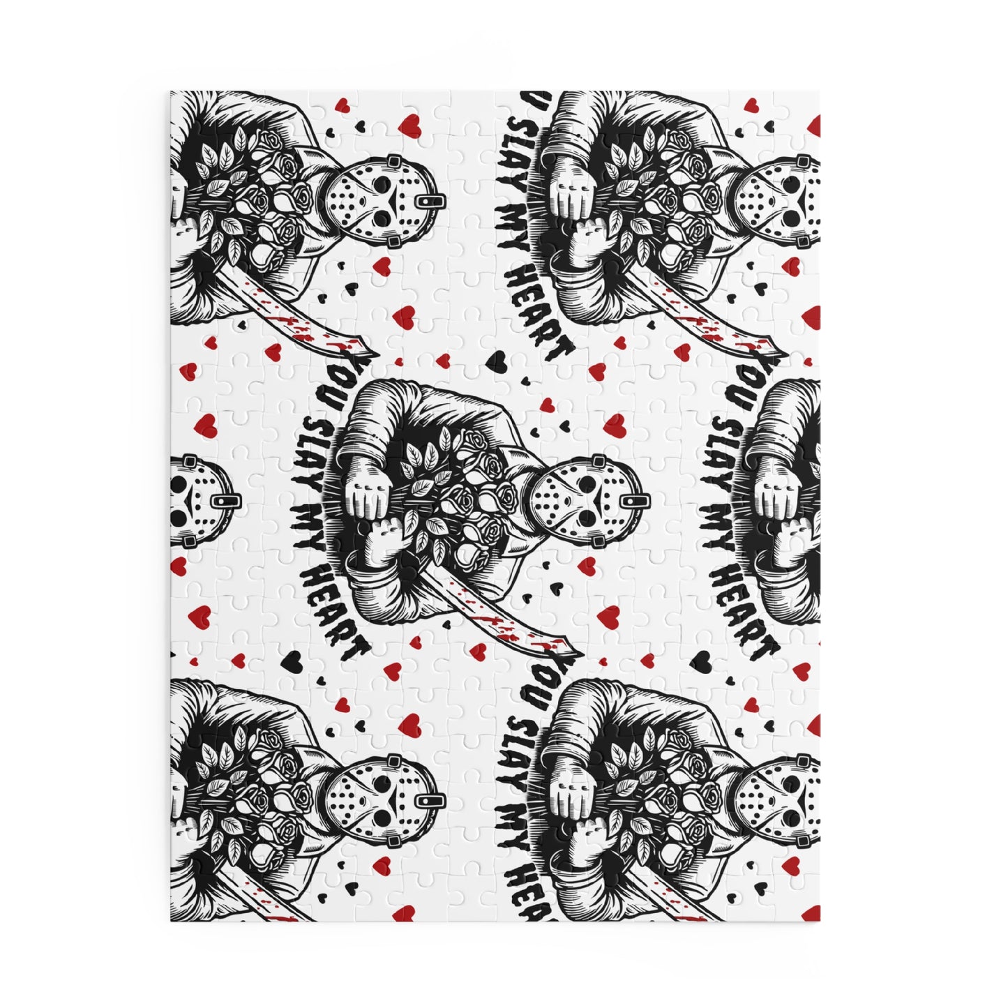 Horror Valentine Puzzle — “You Slay My Heart” Jason Mask Jigsaw (120/252/500 pc)