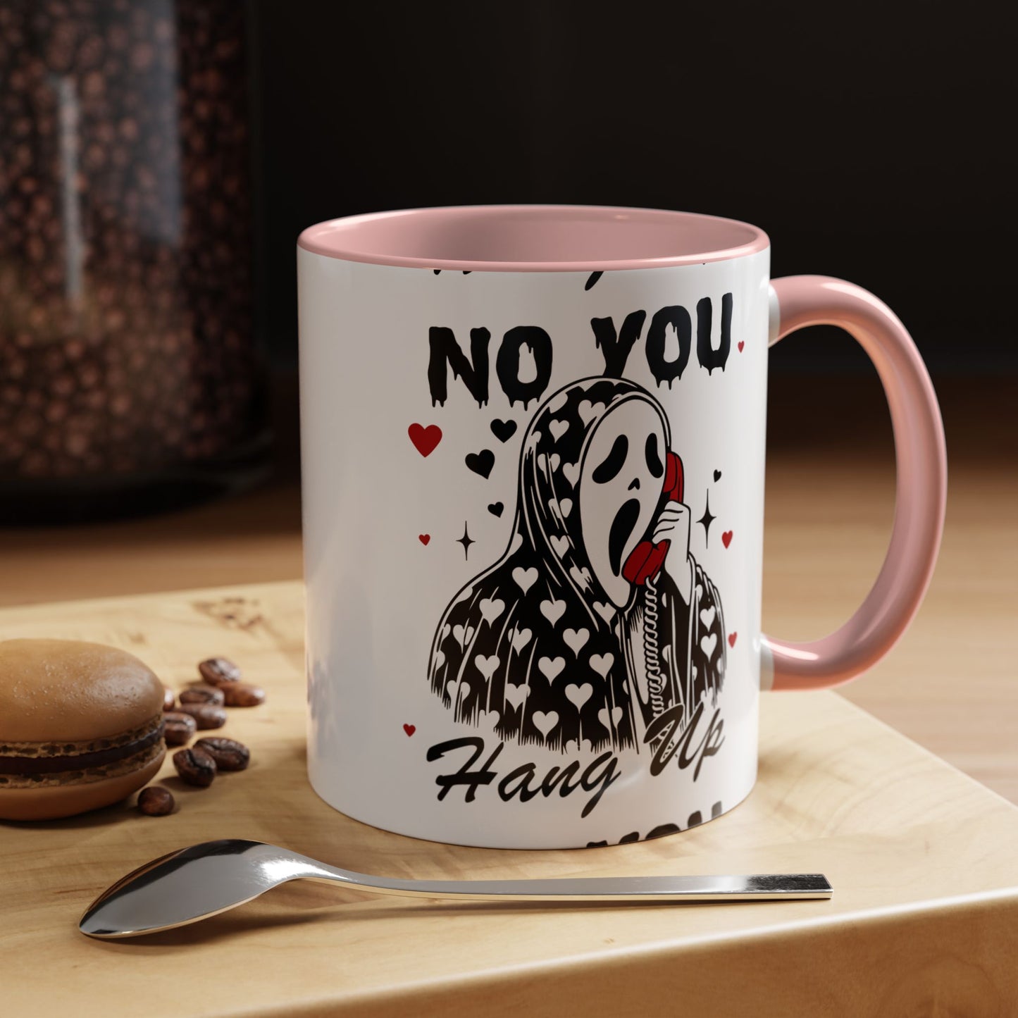 Coffee Mug — "No You Hang Up" Scream Mask Gothic Heart Accent Mug (11/15oz)