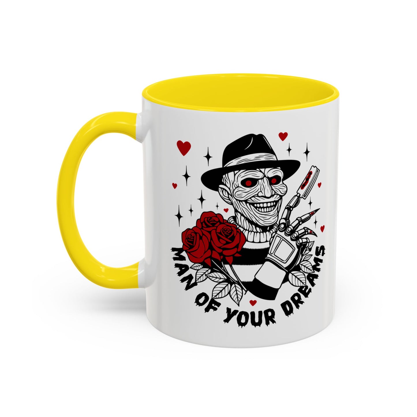 Man of Your Dreams Accent Coffee Mug — Horror Freddy-Inspired Skull with Rose (11/15oz)