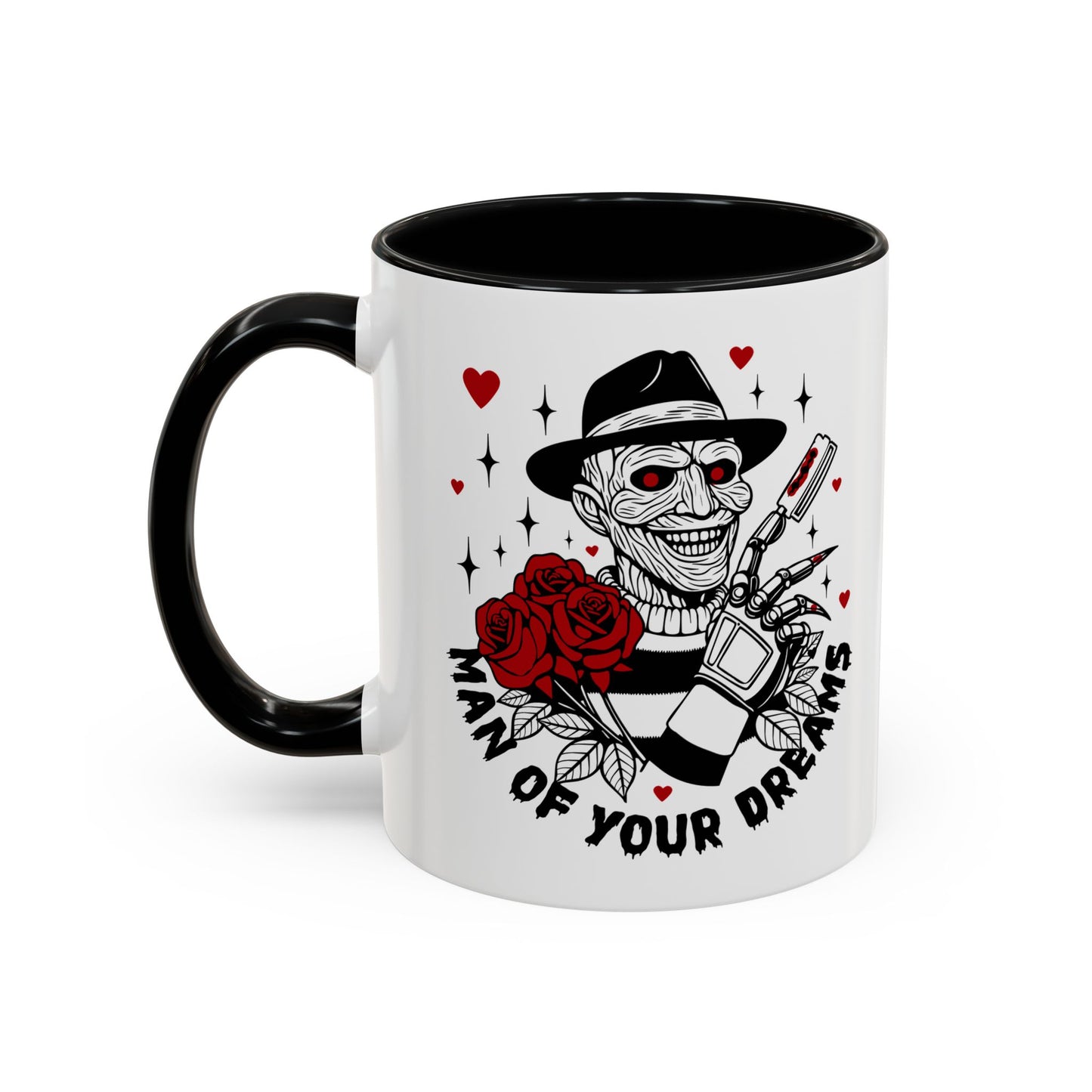 Man of Your Dreams Accent Coffee Mug — Horror Freddy-Inspired Skull with Rose (11/15oz)