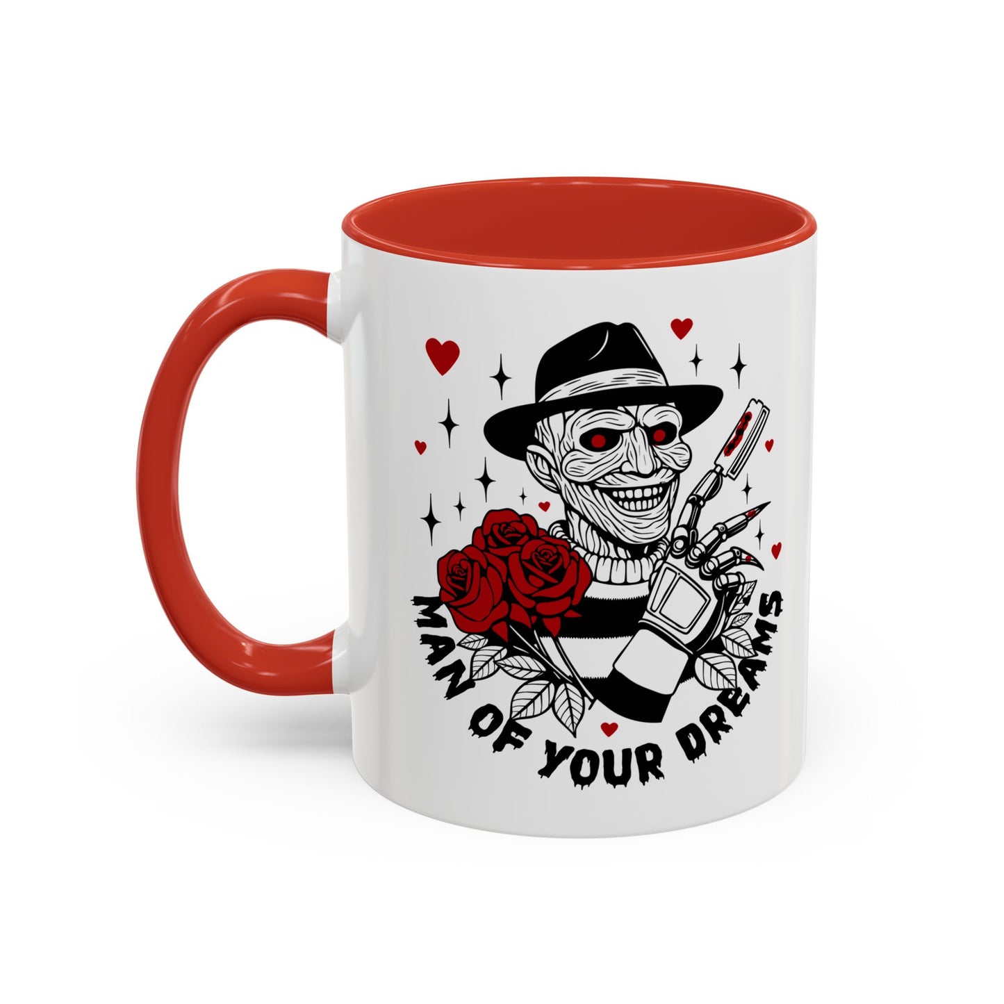 Man of Your Dreams Accent Coffee Mug — Horror Freddy-Inspired Skull with Rose (11/15oz)