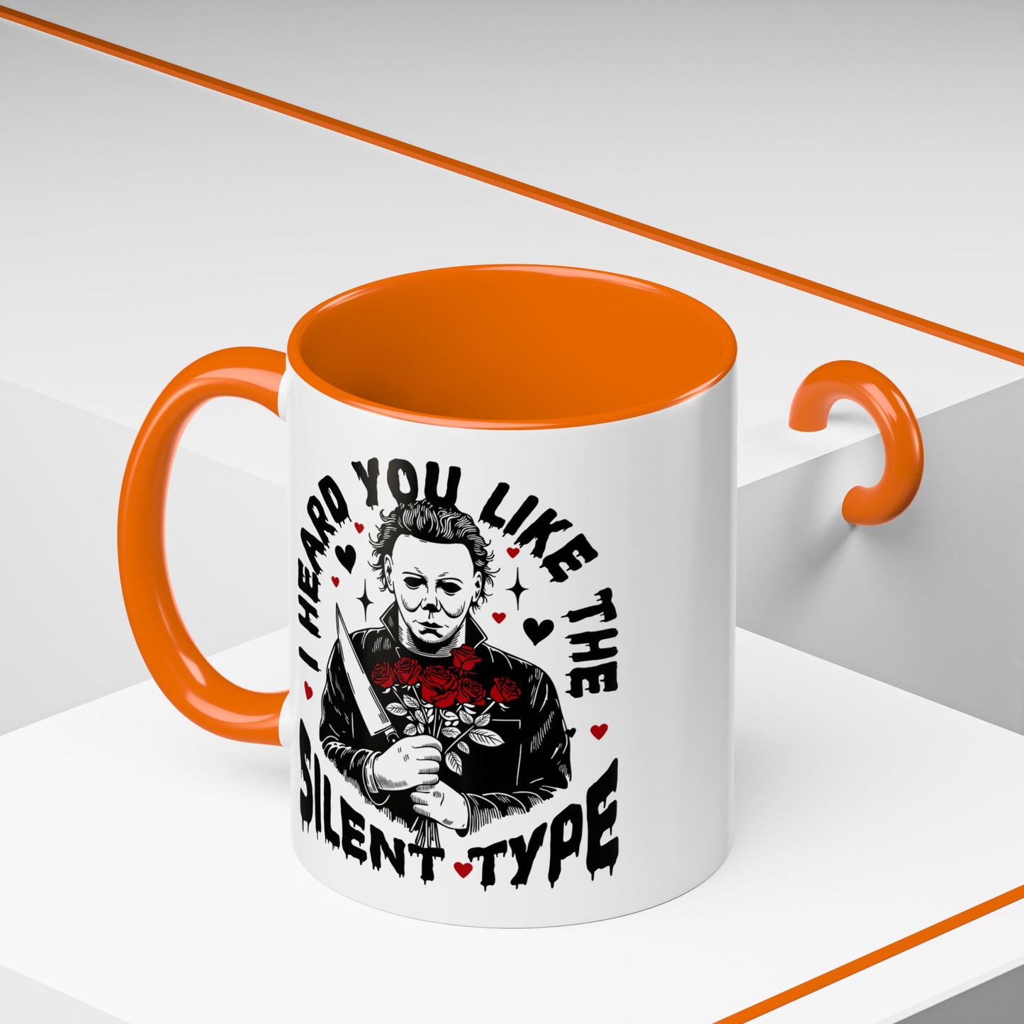 Accent Coffee Mug — "I Heard You Like the Silent Type" Horror Movie Michael Myers Design