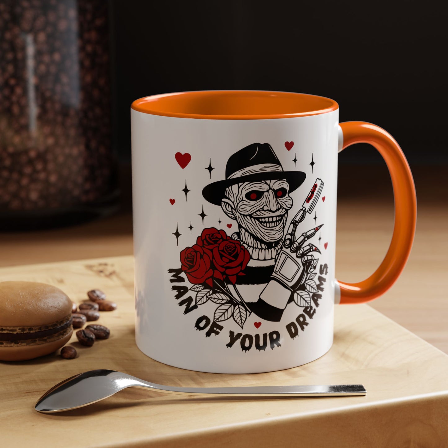 Man of Your Dreams Accent Coffee Mug — Horror Freddy-Inspired Skull with Rose (11/15oz)