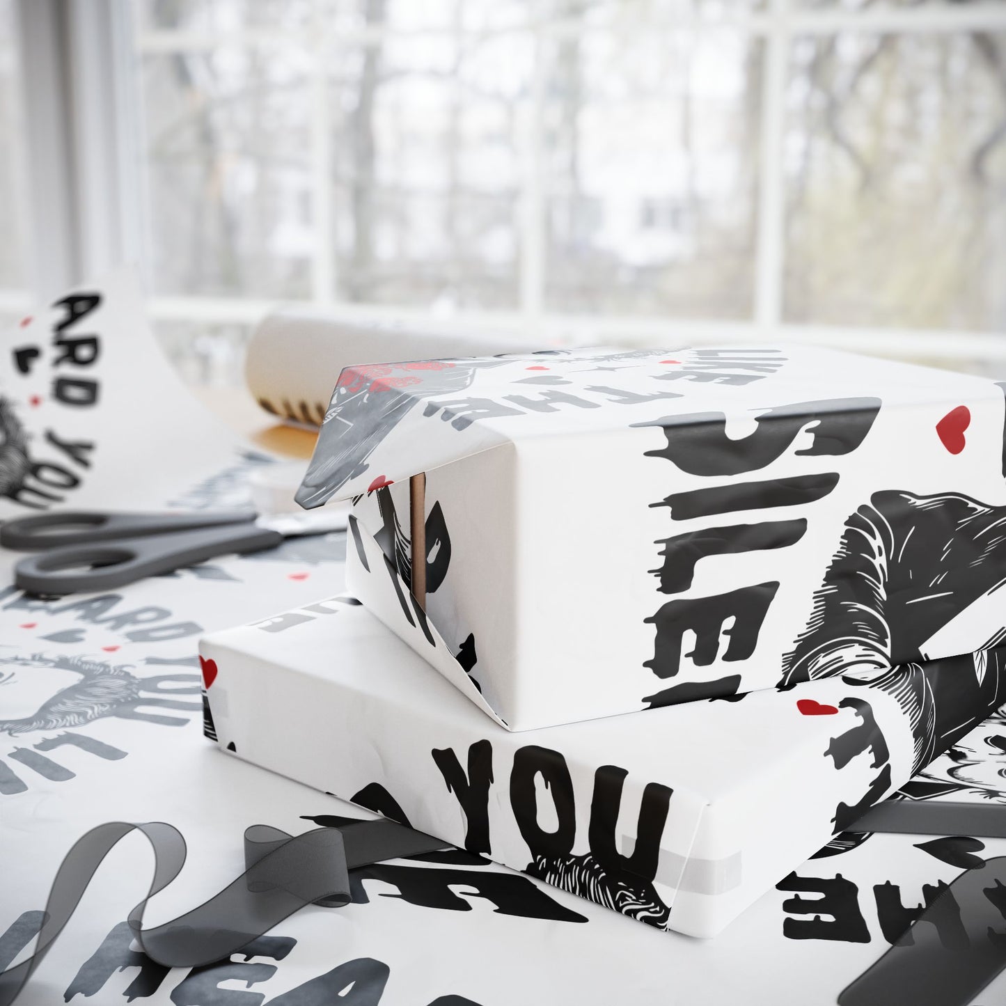 Horror Movie Wrapping Paper — “I Heard You Like the Silent Type” Pattern