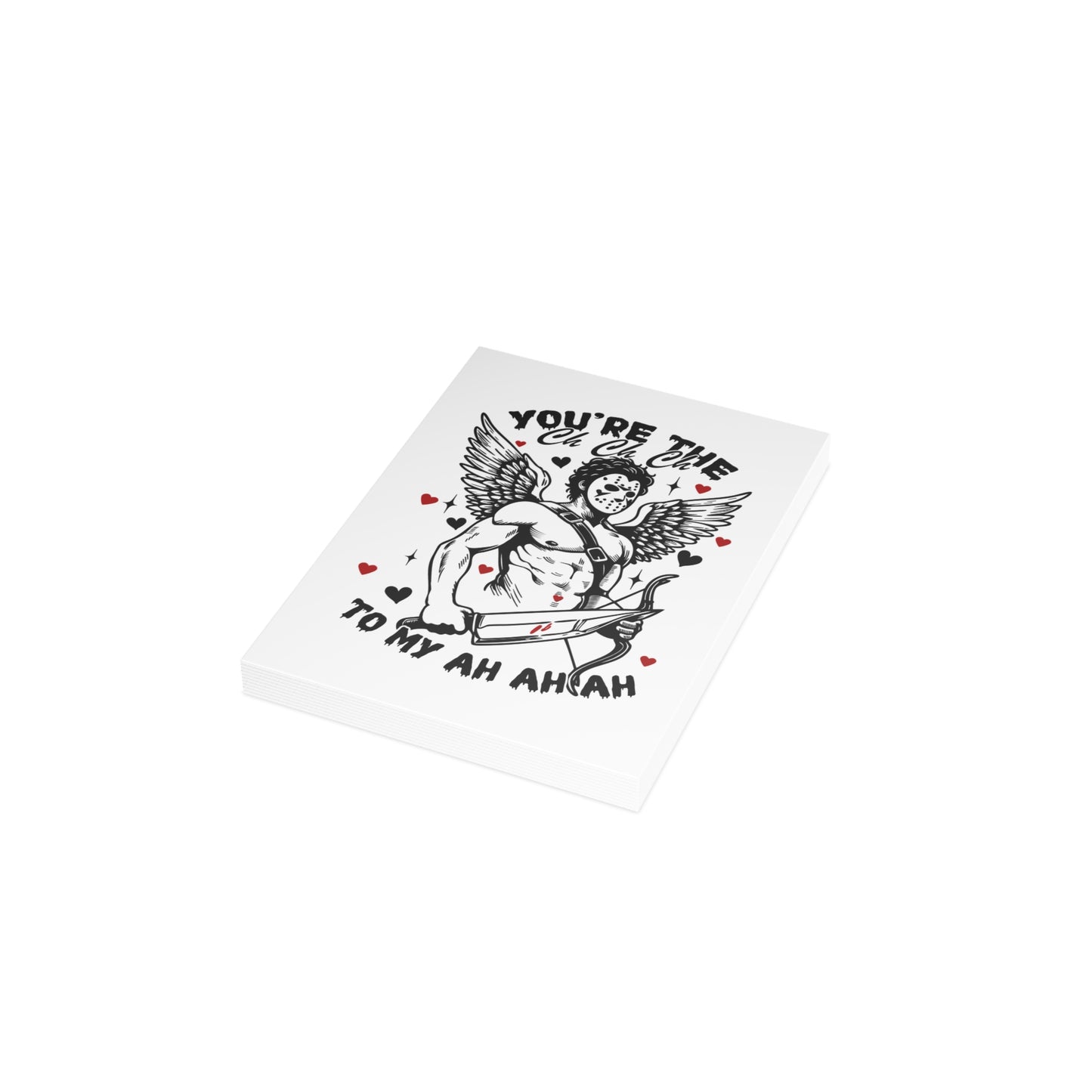 Greeting Card — Funny Horror Cupid Design “You’re the Ch Ch Ch to My Ah Ah Ah” — Valentine’s Day Love Card