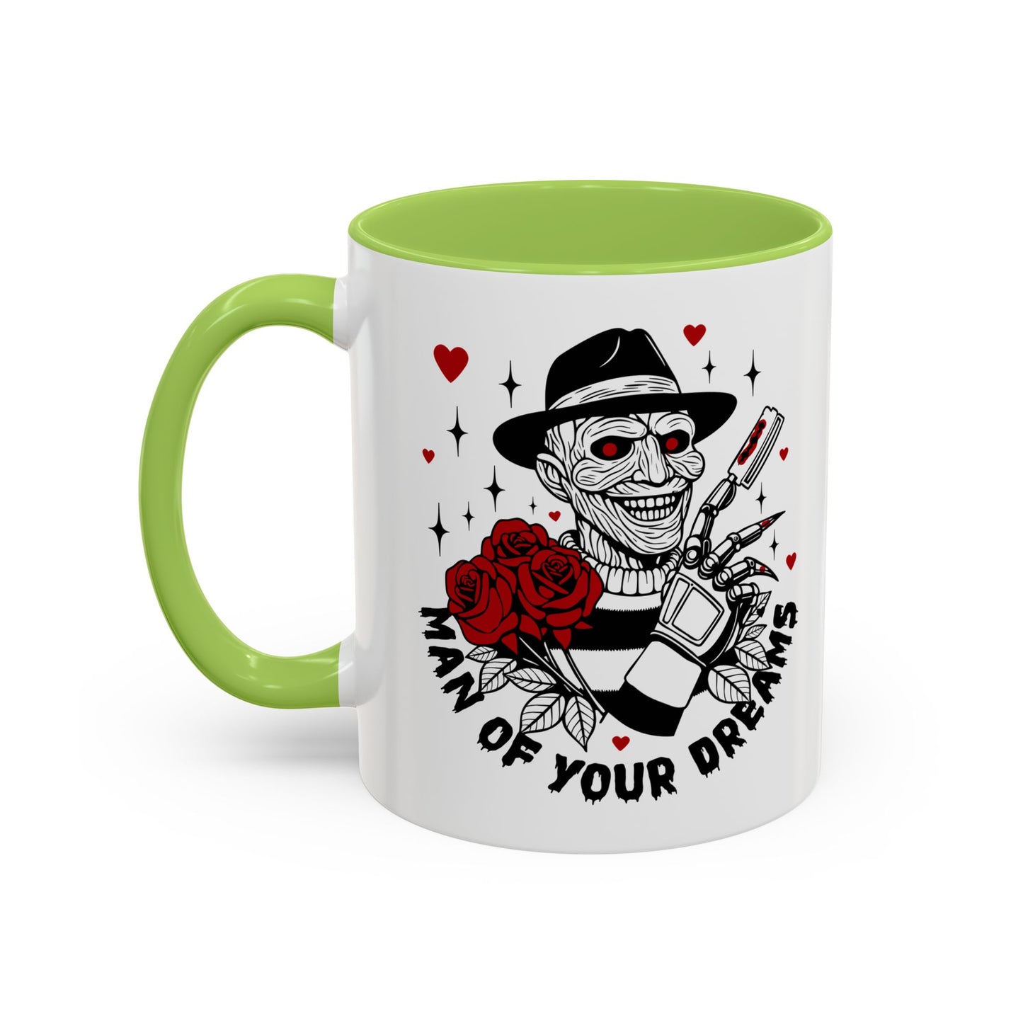 Man of Your Dreams Accent Coffee Mug — Horror Freddy-Inspired Skull with Rose (11/15oz)