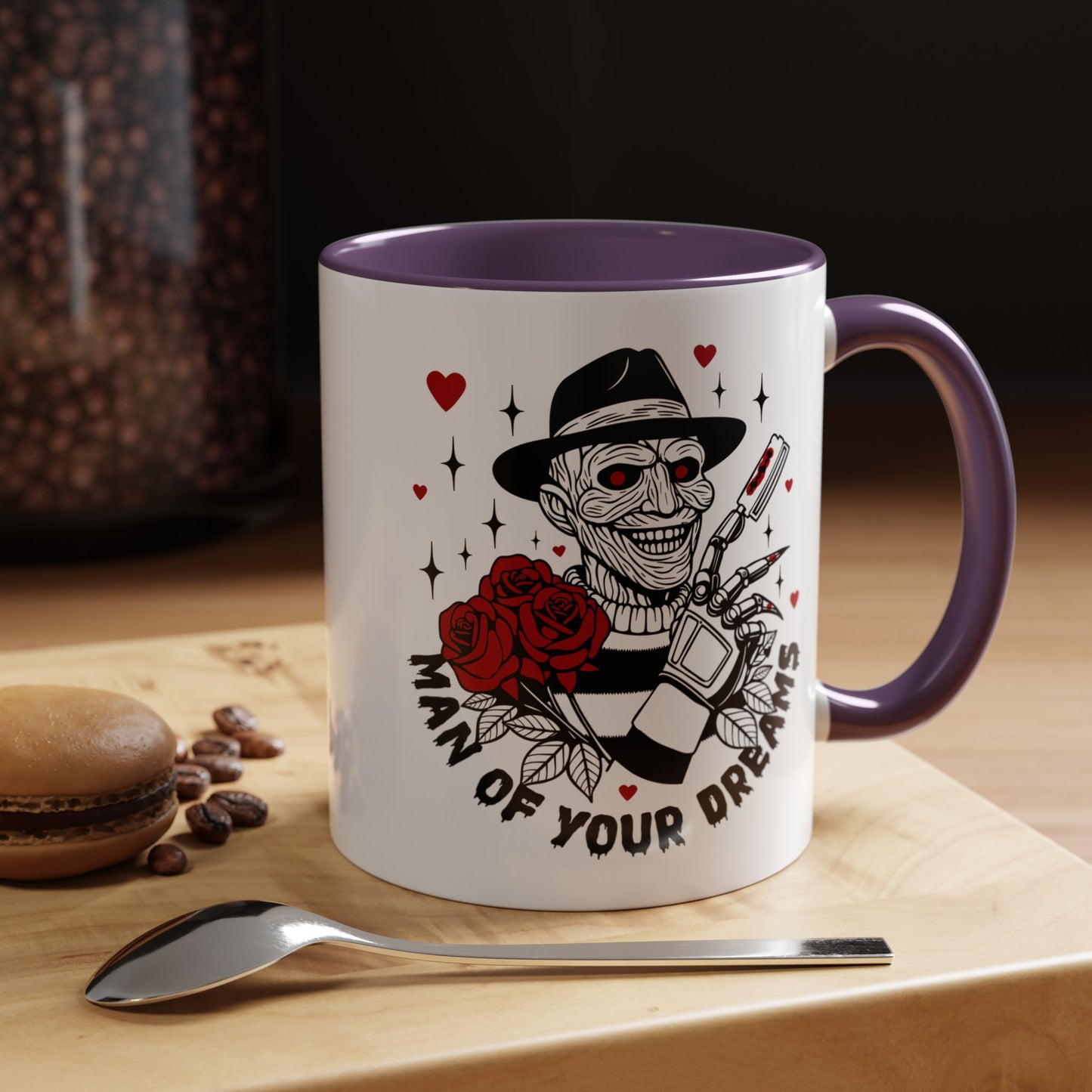 Man of Your Dreams Accent Coffee Mug — Horror Freddy-Inspired Skull with Rose (11/15oz)