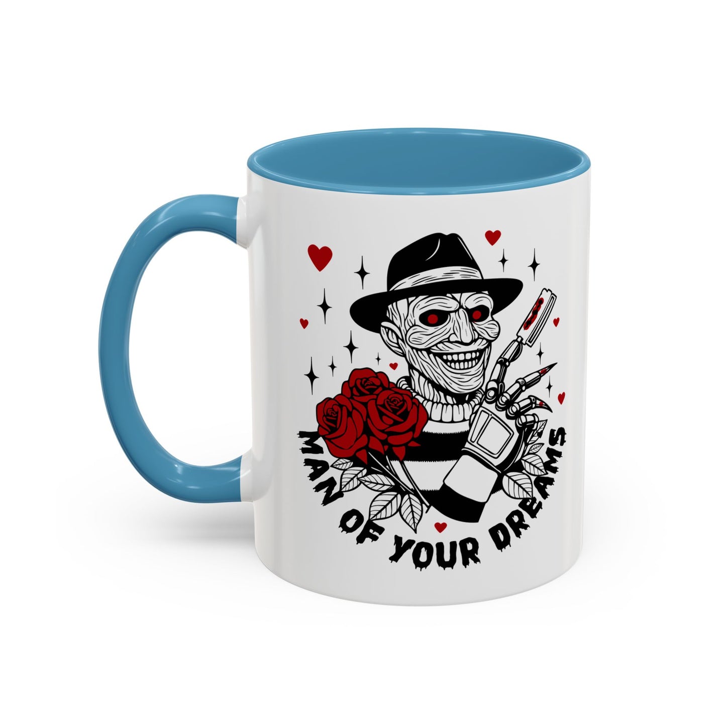 Man of Your Dreams Accent Coffee Mug — Horror Freddy-Inspired Skull with Rose (11/15oz)