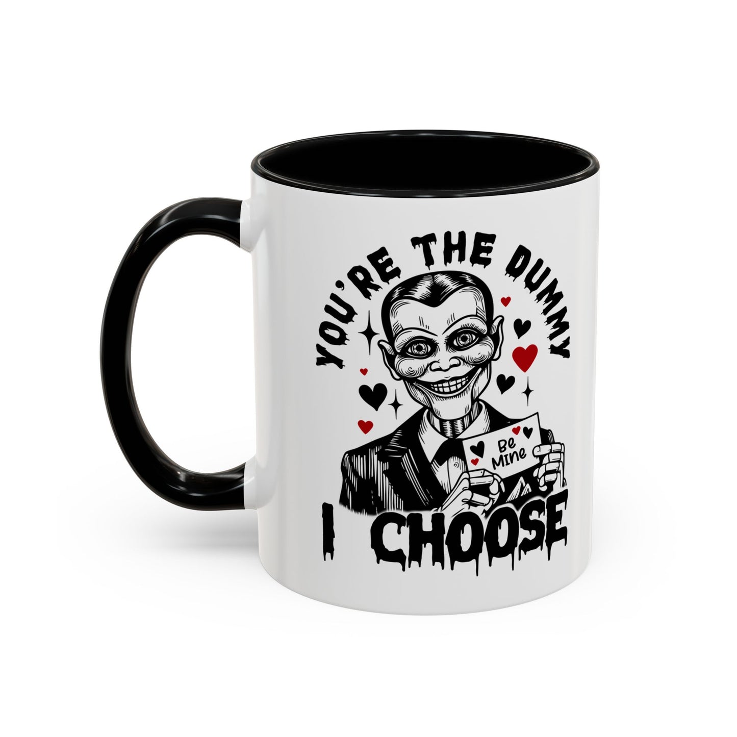 Valentine Ventriloquist Doll Coffee Mug — "You're the Dummy I Choose" Accent Mug