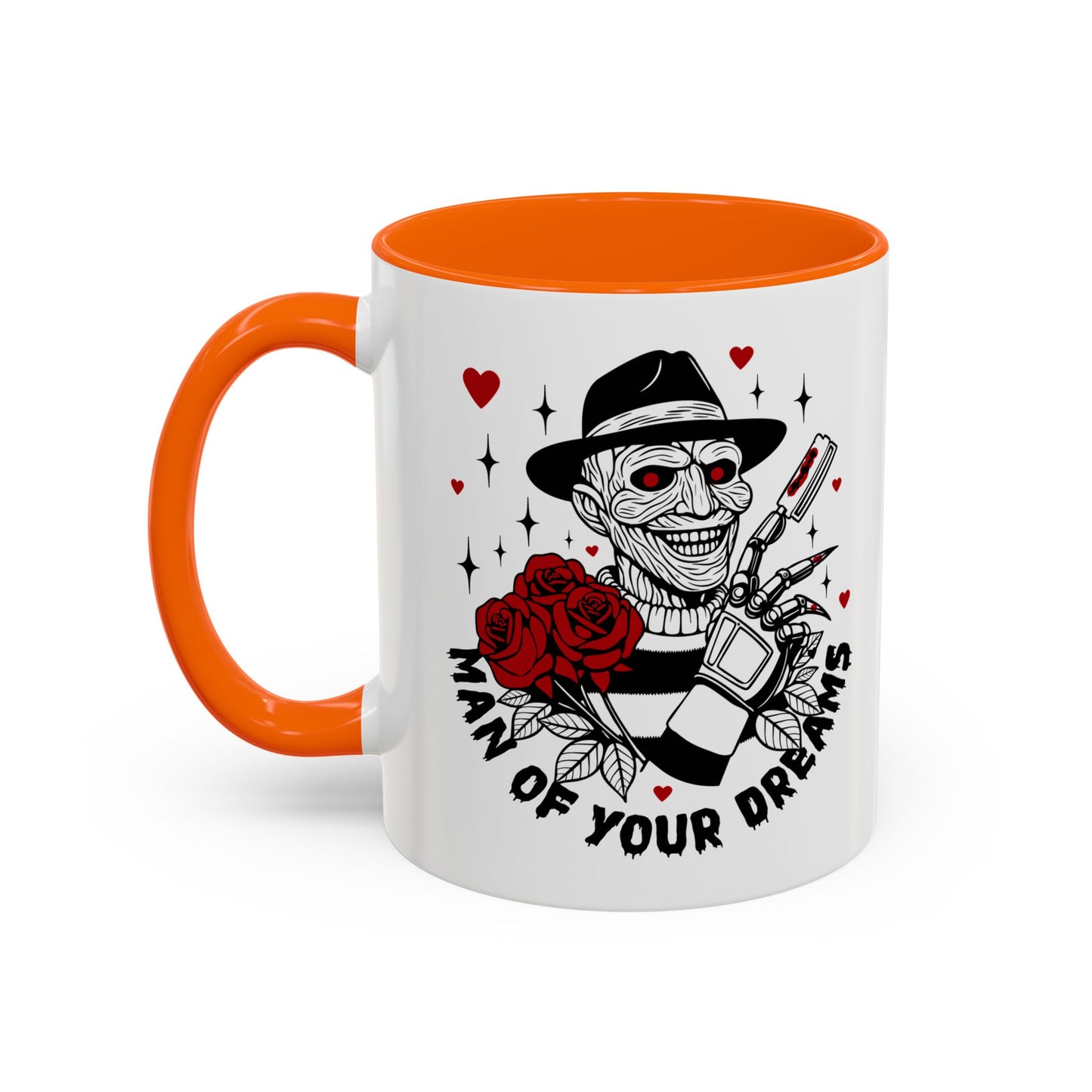 Man of Your Dreams Accent Coffee Mug — Horror Freddy-Inspired Skull with Rose (11/15oz)