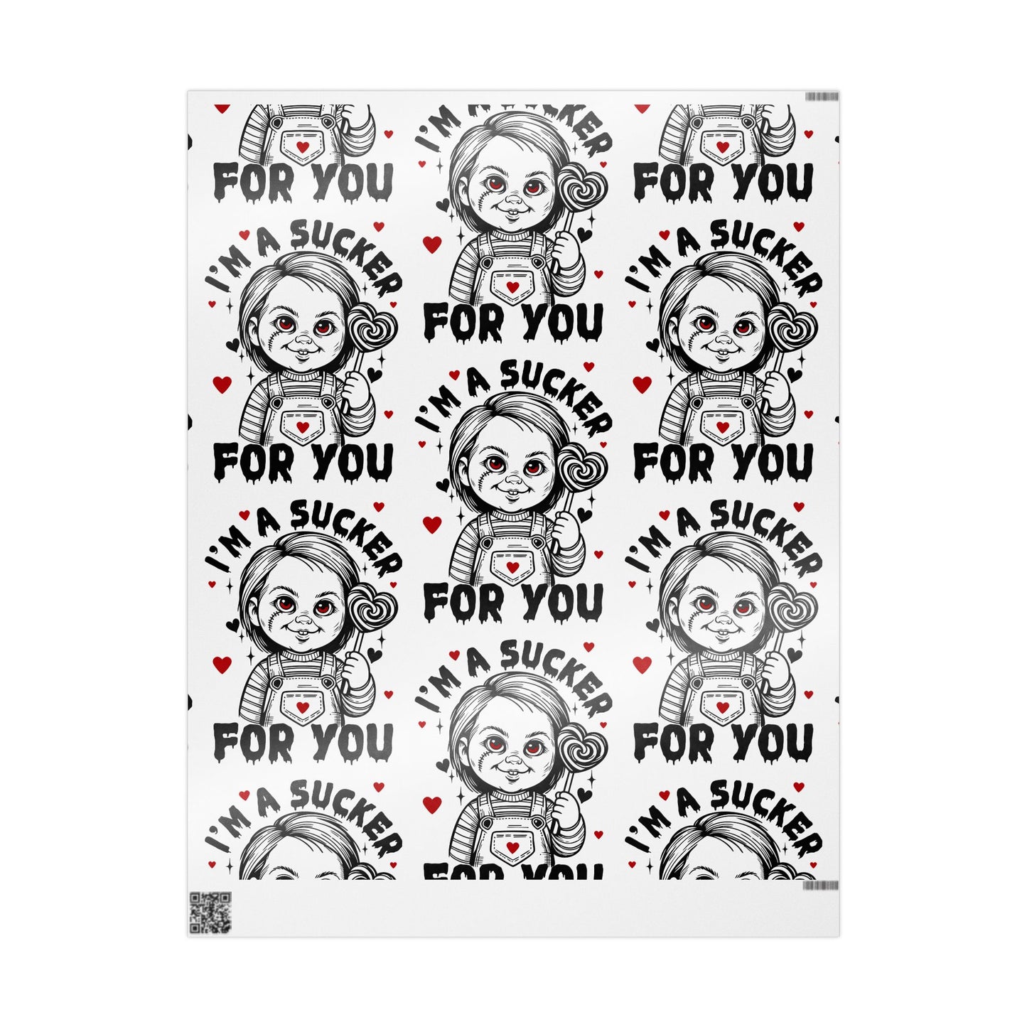 Valentine’s ‘I’m A Sucker For You’ Wrapping Paper — Cute Vampire Love Gift Wrap