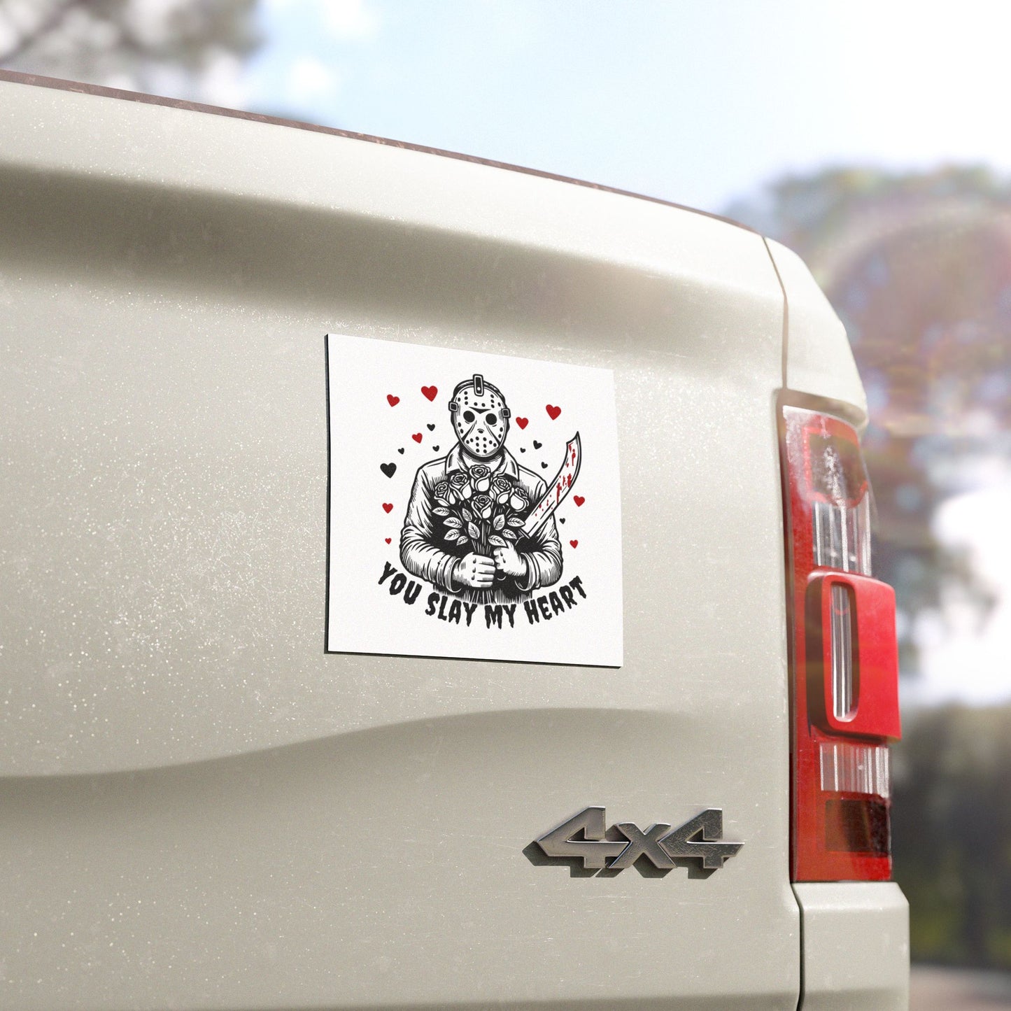 Horror Valentine Car Magnet - "You Slay My Heart" Jason Bouquet Design