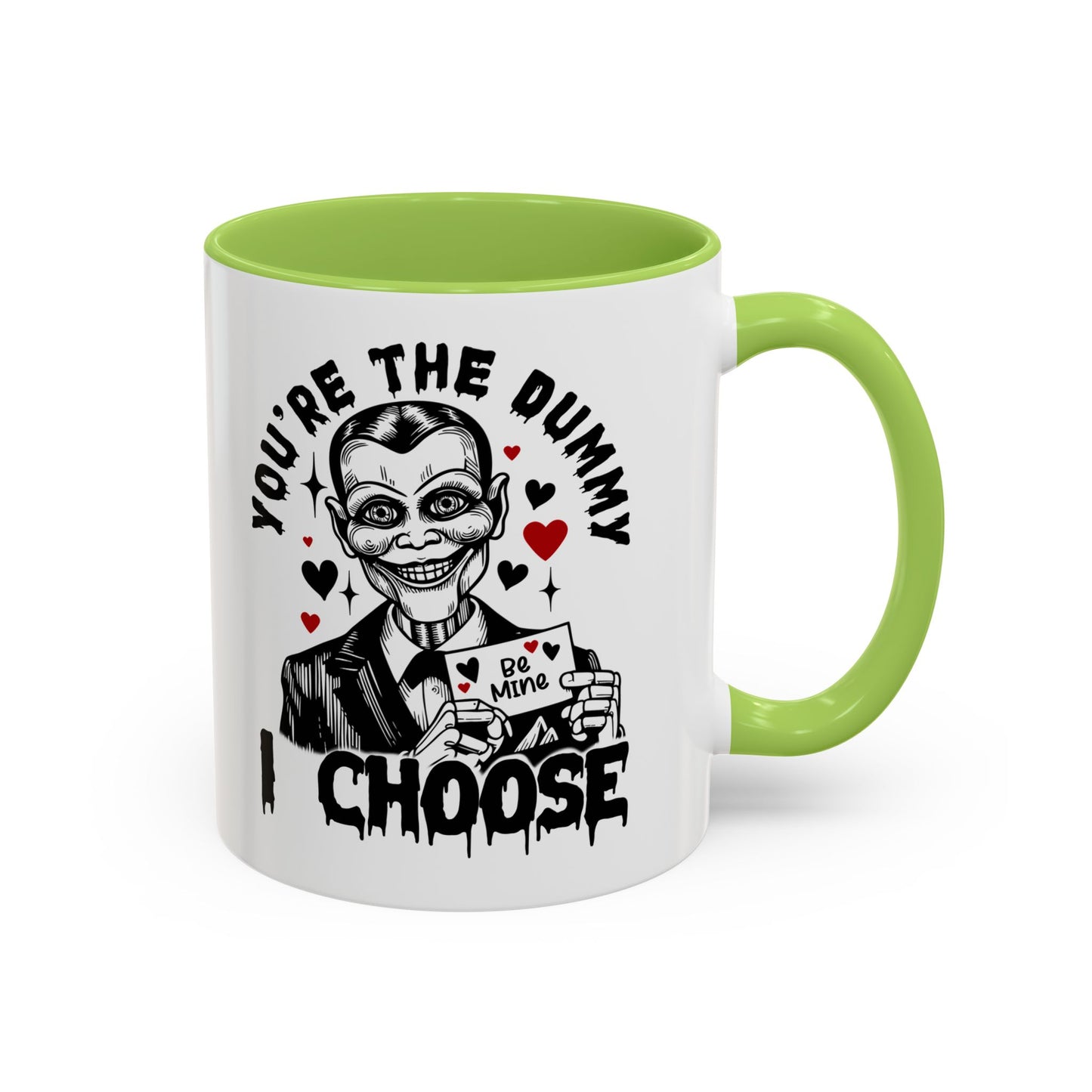 Valentine Ventriloquist Doll Coffee Mug — "You're the Dummy I Choose" Accent Mug